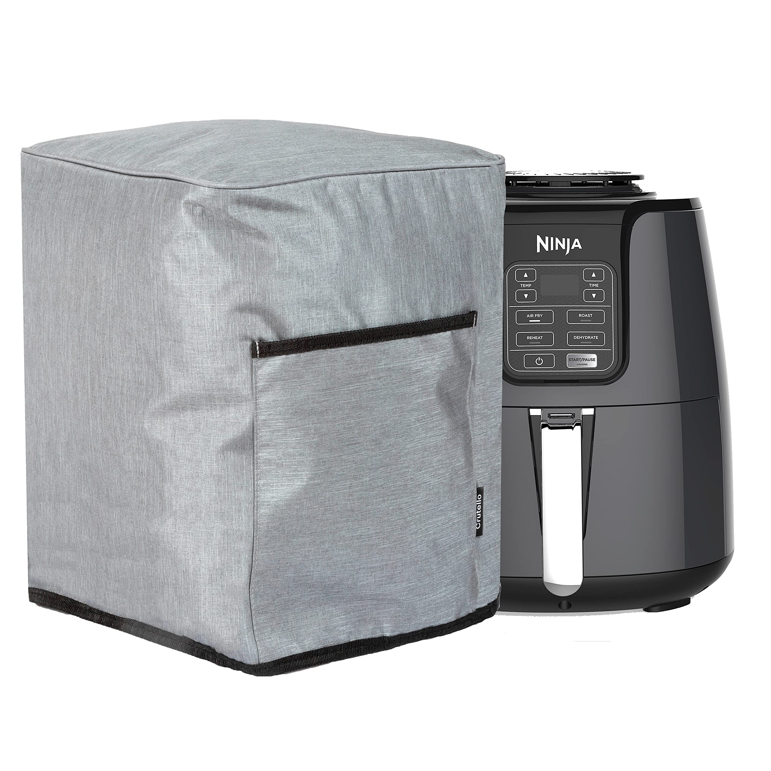 Crutello Air Fryer Cover with Storage Pockets - Compatible with 4 Quart Air Fryers Including Ninja - Dust Protection for Small Kitchen Appliances - Perfect for Outdoor Use and Countertop Storage