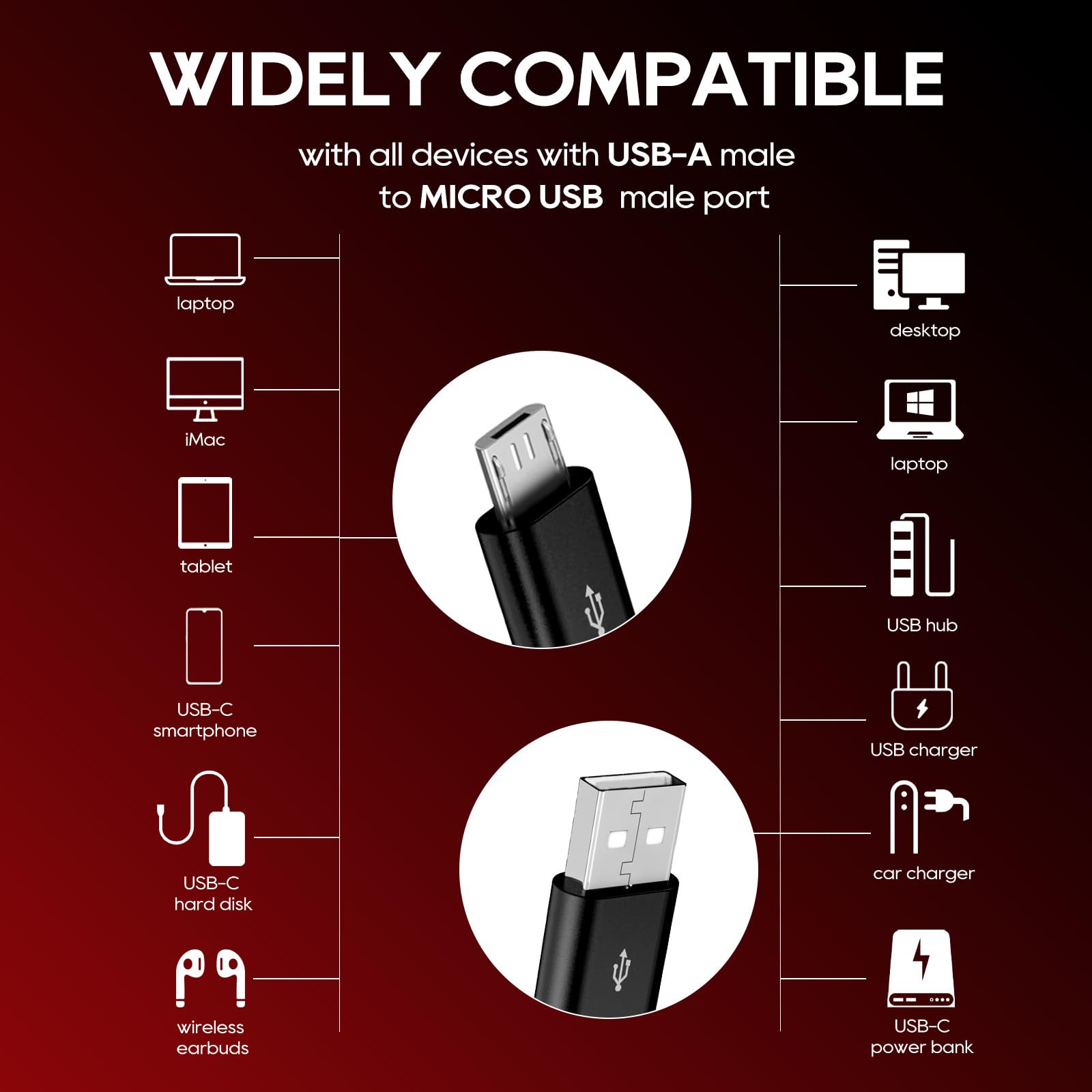 UCEC 4-in-1 Micro USB Splitter Cable - USB A to 4 Micro USB Male Charging & Data Sync Cable - 1.64ft Multi-Port Charger for Phones, Tablets, Cameras - Perfect for Home, Office & Travel Charging Needs