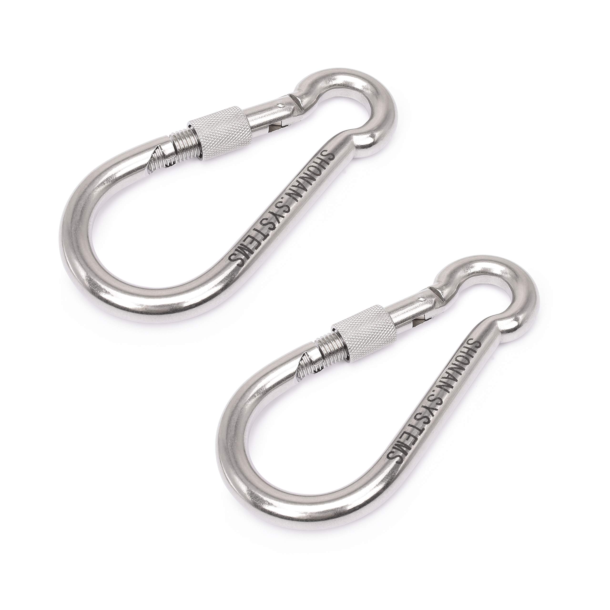 SHONAN Heavy Duty Locking Carabiner - Large Stainless Steel Screw Gate Carabiner Clip with Spring Snap - Perfect for Home Gym Equipment, Outdoor Camping Gear, Rock Climbing, Lifting & Hanging Accessories