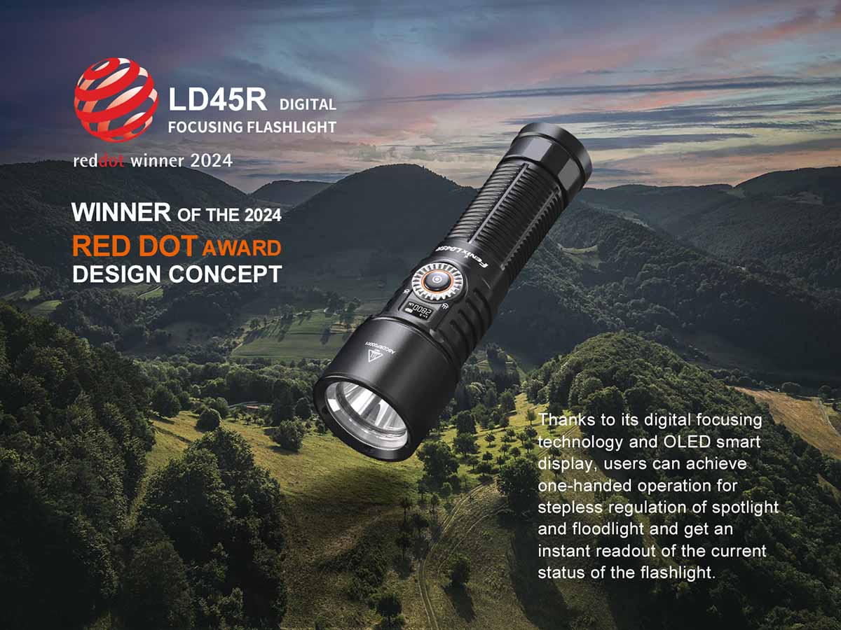 Fenix LD45R Rechargeable Flashlight - 3000 Lumens, Adjustable Beam, IP68 Waterproof - Perfect for Camping, Hiking, and Emergency Use