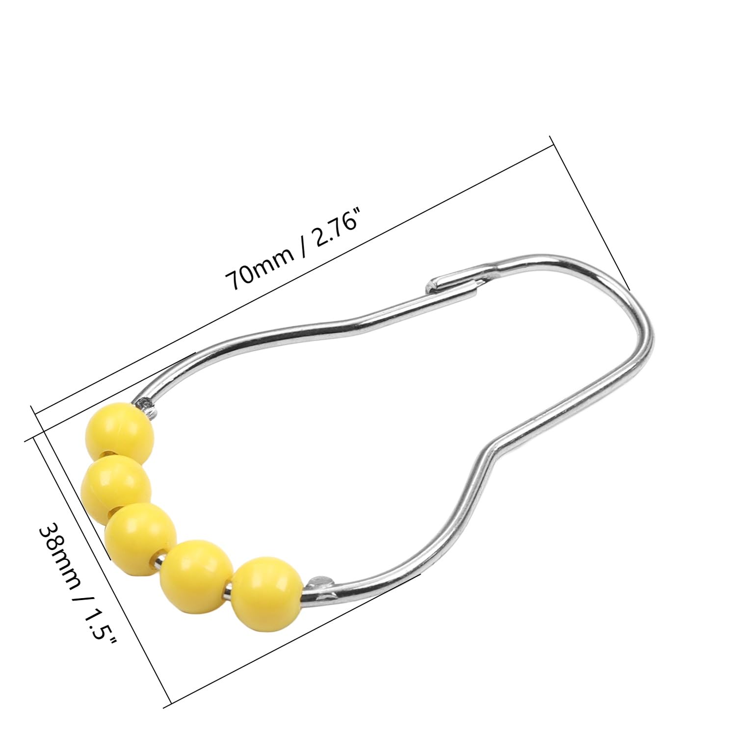 Aicosineg 12-Pack Shower Curtain Rings - Durable Iron & Plastic Hooks for Bathroom, Kitchen, Bedroom - Rust-Resistant Yellow Tone Curtain Rings - Perfect for Hanging Shower Liners, Window Curtains & Home Decor