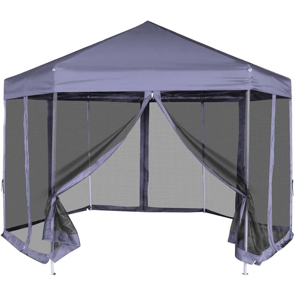 Fast Delivery Outdoor Party Tent - Hexagonal Pop-Up Canopy Shelter with 6 Sidewalls for Weddings, BBQ & Events (11.8'x10.2', Dark Blue) | Perfect for Backyard Gatherings, Camping & Outdoor Celebrations
