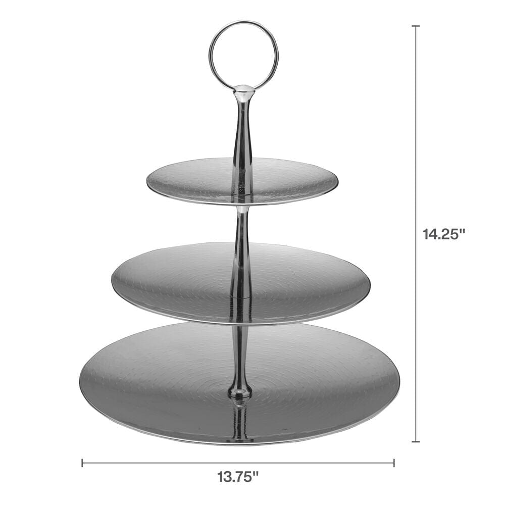 Stainless Steel 3-Tier Serving Tray - Elegant Party Buffet Dessert Display Stand for Weddings, Catering & Home Entertaining