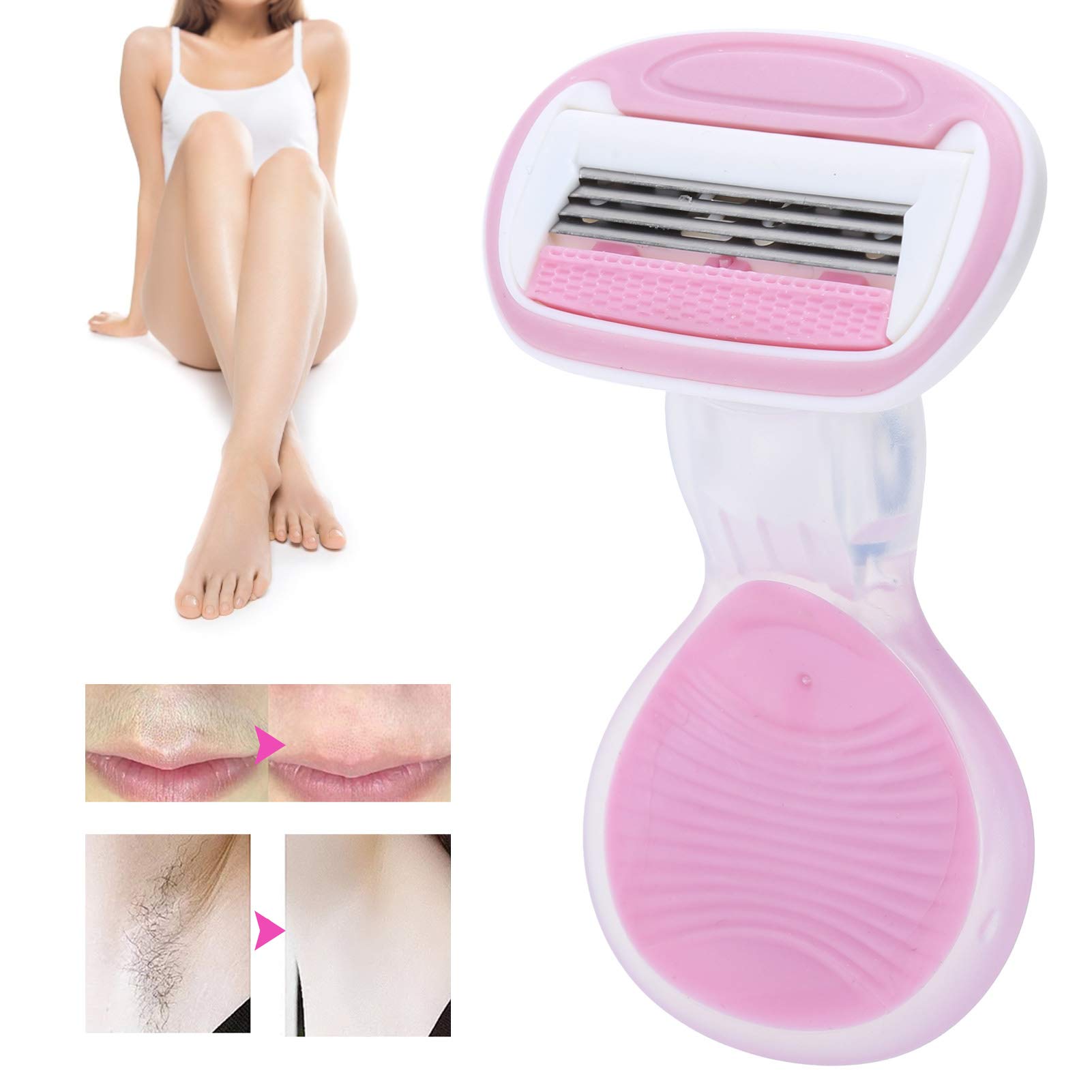 Premium Pink Bikini Trimmer for Women - 4-Layer Blade Manual Body Hair Shaver with Storage Box | Smooth Face, Leg & Bikini Line Hair Removal | Travel-Friendly Grooming Essential for Home & Vacation Use