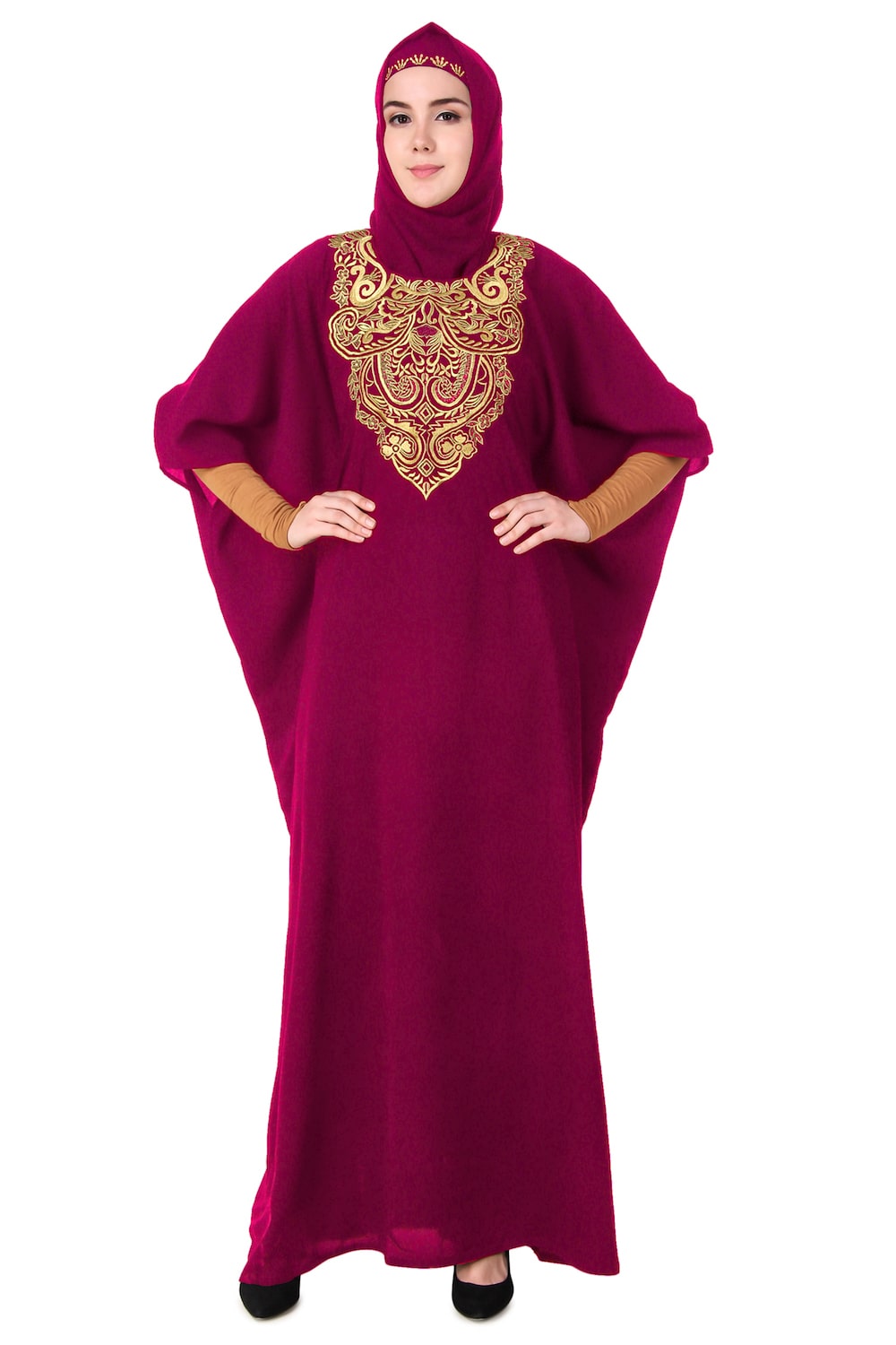 Exquisite Floral Hand Embroidered Kaftan Dress for Women - Boho Chic Beach Cover Up, Resort Wear & Summer Vacation Outfit