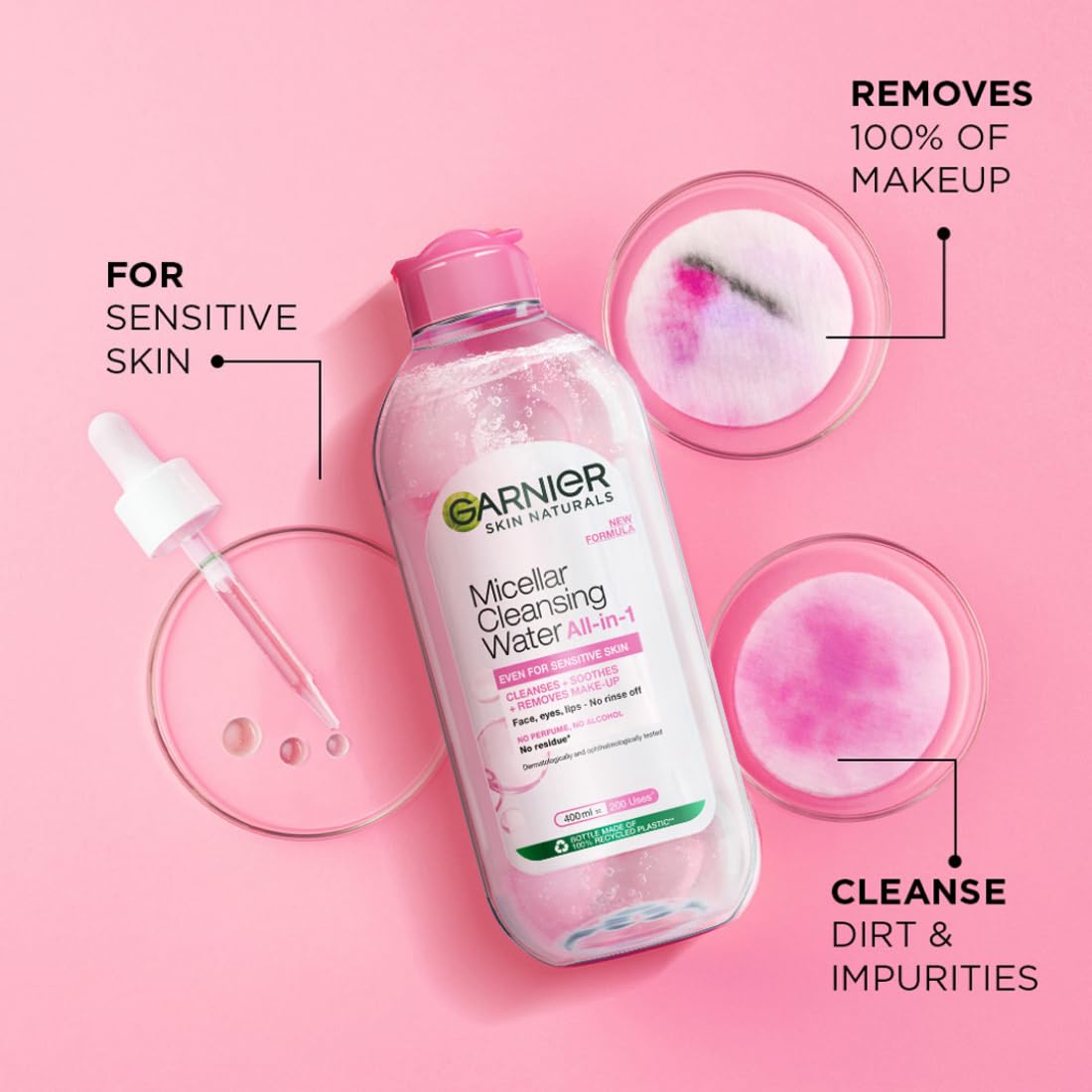 Garnier Skin Naturals Micellar Cleansing Water - Hydrating & Soothing Facial Cleanser for All Skin Types, 13.5 fl oz (400ml) | Perfect for Makeup Removal & Daily Skincare Routine