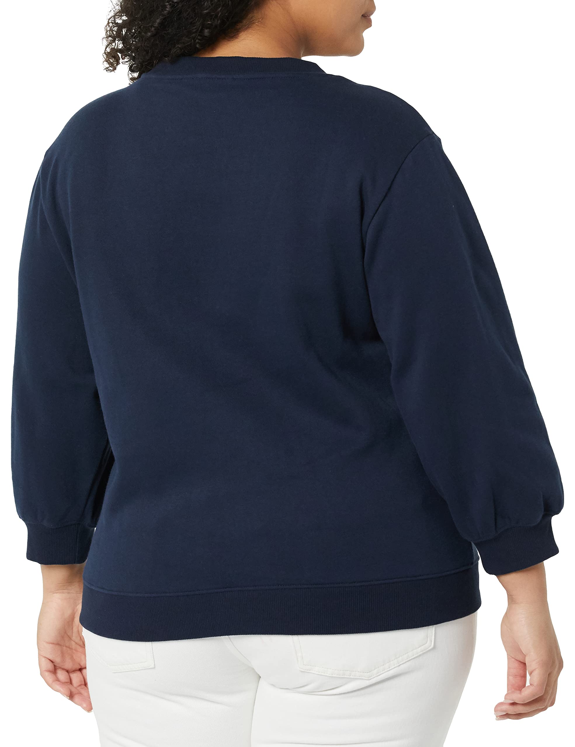 Amazon Essentials Women's Fleece Crewneck Sweatshirt with Sleeve Details - Soft & Cozy Pullover for Casual Wear, Lounge & Outdoor Activities
