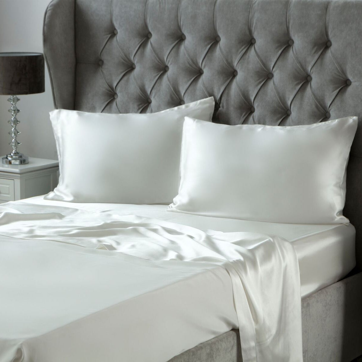 Belledorm 100% Pure Mulberry Silk Bed Sheets - Queen Size Ivory Luxury Bedding for Soft & Breathable Sleep | Perfect for Hot Sleepers & Sensitive Skin