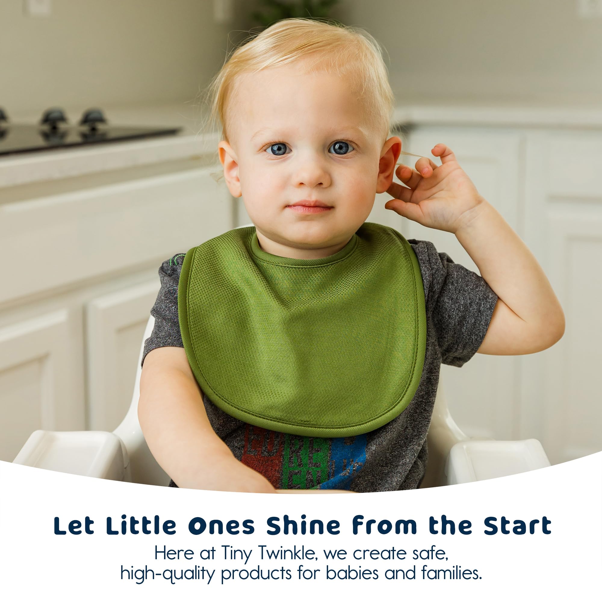 Tiny Twinkle Baby Feeding Bibs 8 Pack - Waterproof & Absorbent Drool Bibs for Infants & Toddlers - Perfect for Mealtime, Teething, and Messy Play