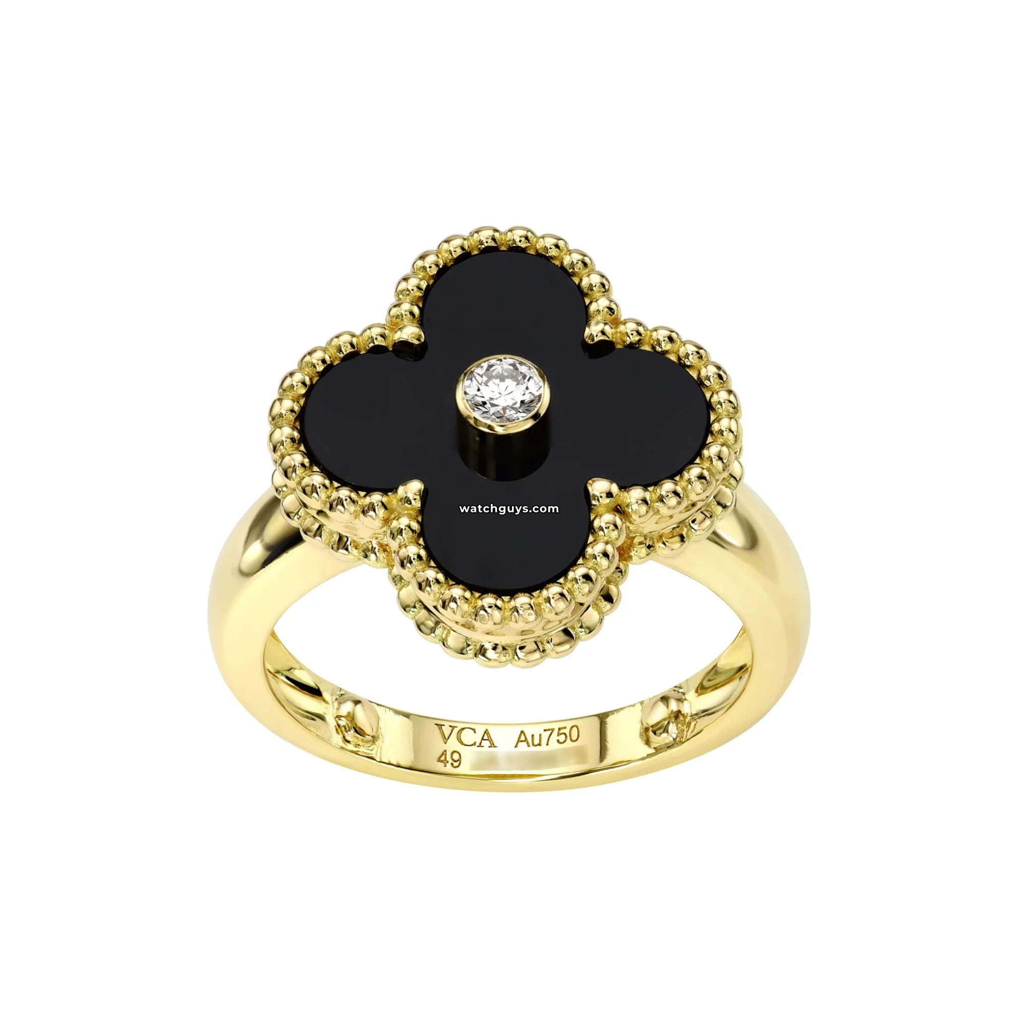 Van Cleef & Arpels Vintage Alhambra Ring - 18K Gold Onyx & Diamond Jewelry for Women | Luxury Gift for Anniversary, Birthday & Special Occasions