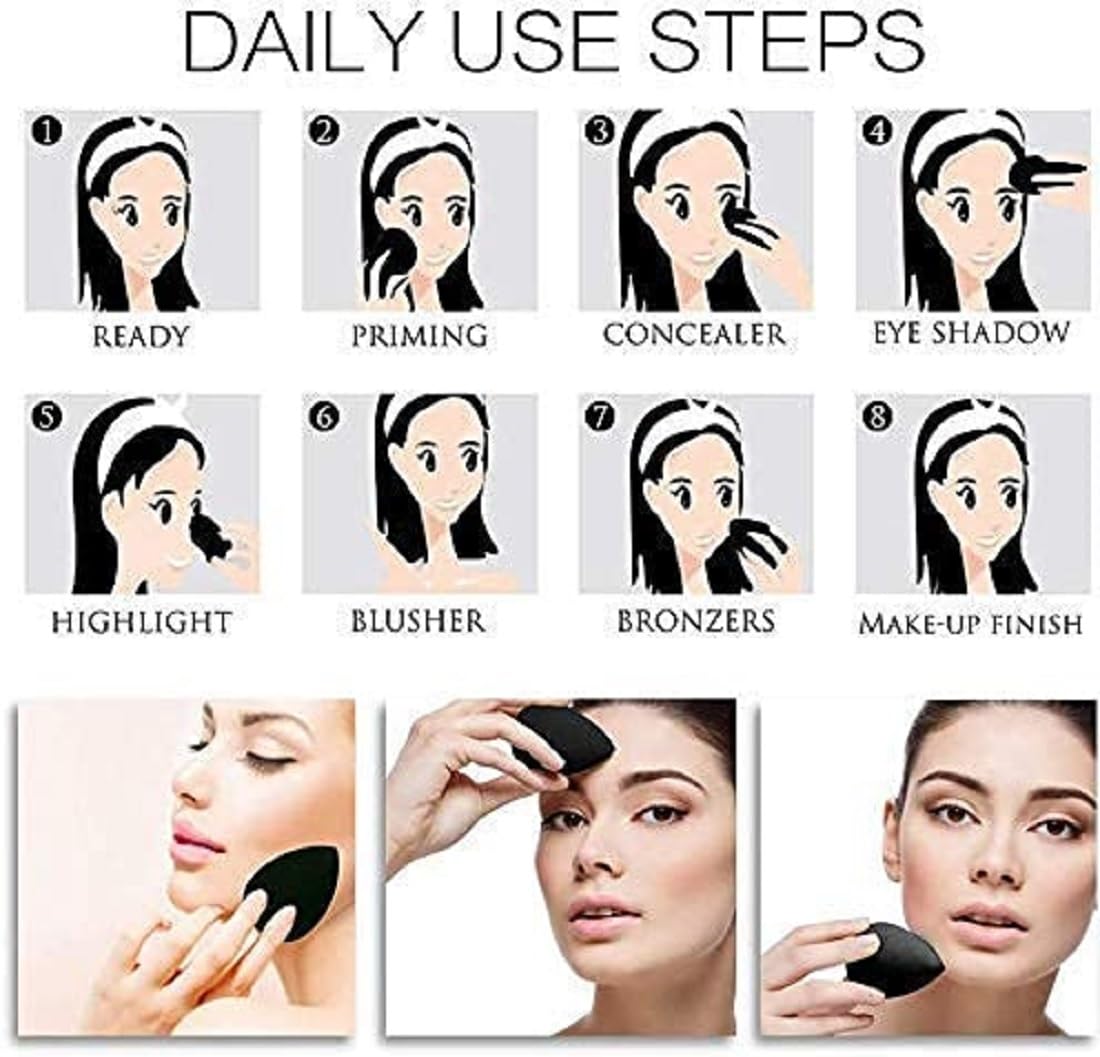 Beautiflame 5-Piece Makeup Sponge Set - Professional Foundation Blender Sponge for Liquid, Cream & Powder - Multi-Colored Beauty Blenders for Flawless Makeup Application - Perfect for Daily Use, Travel & Professional Makeup Artists