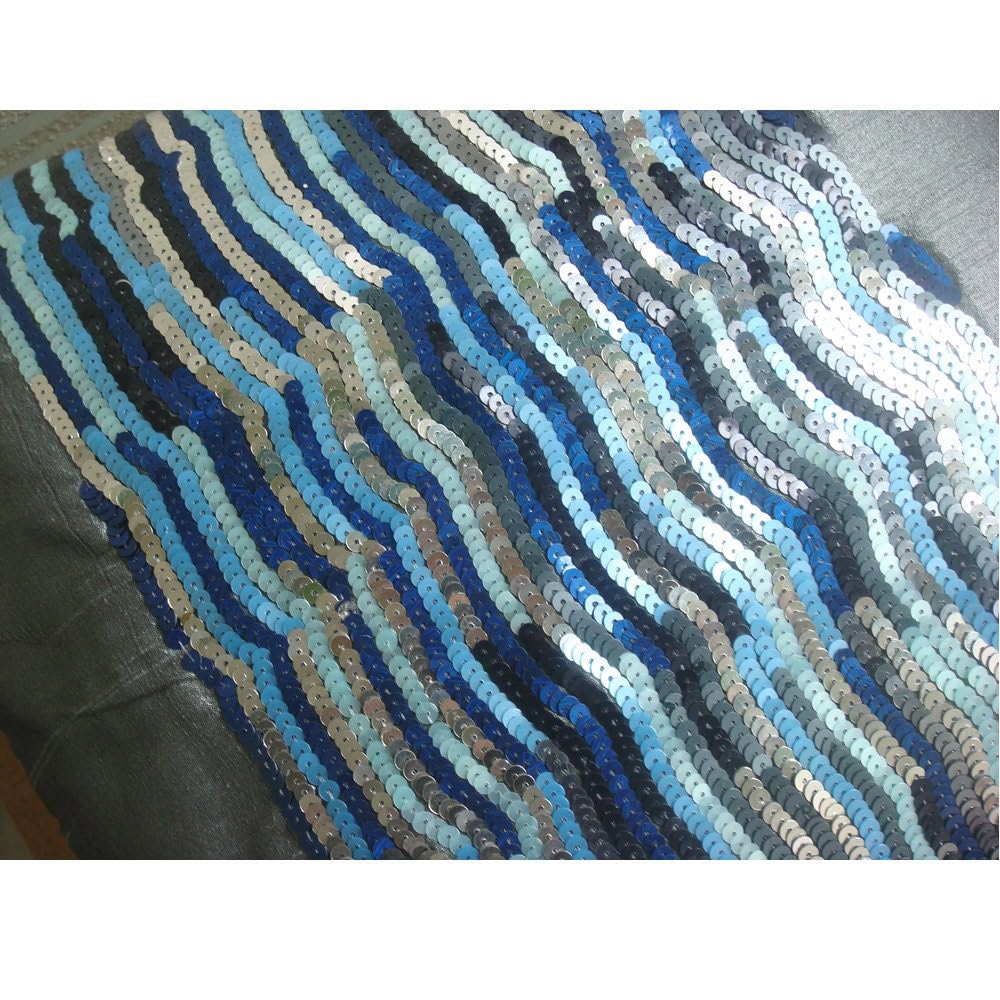 Sparkly Silver Blue Jazz Striped Throw Pillow Covers 14x14 Inch - Glitter Sequins Decorative Square Pillow Cases for Sofa, Bed, Couch - Modern Silk Home Decor Accent Pillows