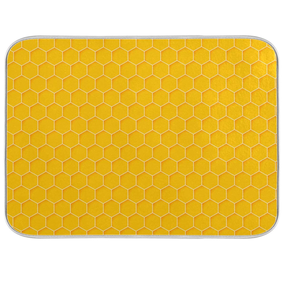 Honeycomb Dish Drying Mat - Absorbent Waterproof Kitchen Pad (16x18 In) for Countertop & Sink