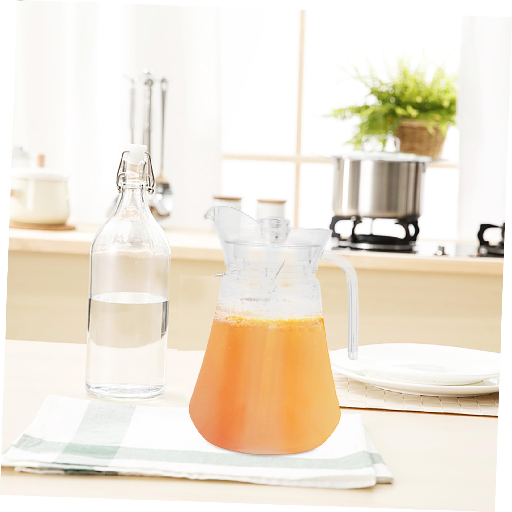 Premium Glass Juice Pitcher with Lid - 64oz Cold Water Beverage Dispenser for Iced Tea, Lemonade & Infused Water - Perfect for Refrigerator, Parties & Outdoor Gatherings