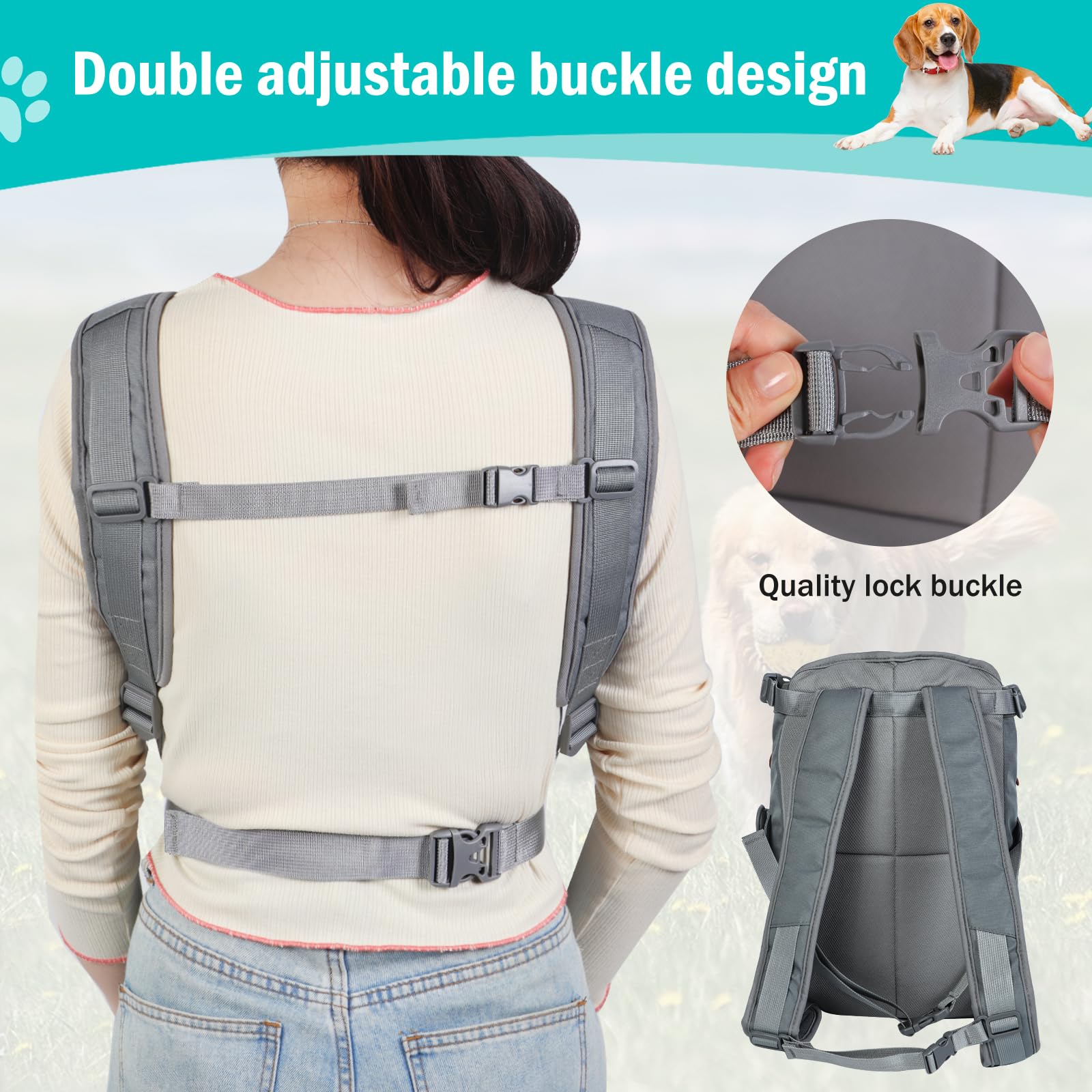 Airline Approved Dog Carrier Backpack - Hands-Free Pet Travel Bag for Small, Medium & Large Dogs with Legs Out Front Design | Breathable Canvas Mesh | Perfect for Hiking, Travel & Outdoor Adventures
