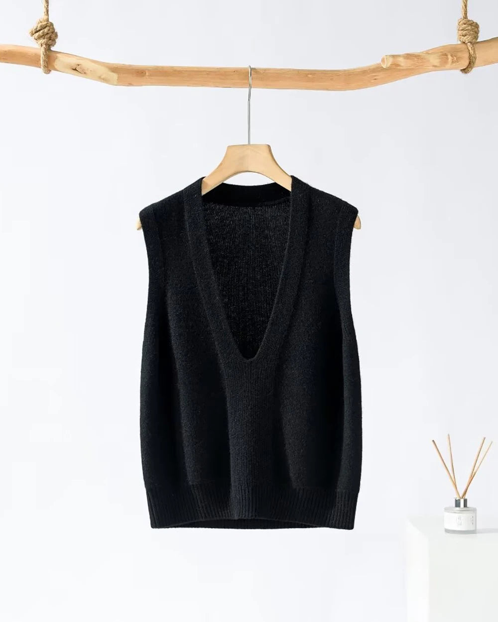 Luxury Women's Cashmere Vest - Soft Deep V Neck Sleeveless Sweater for Layering, Office & Casual Wear - Winter & Fall Fashion Staple
