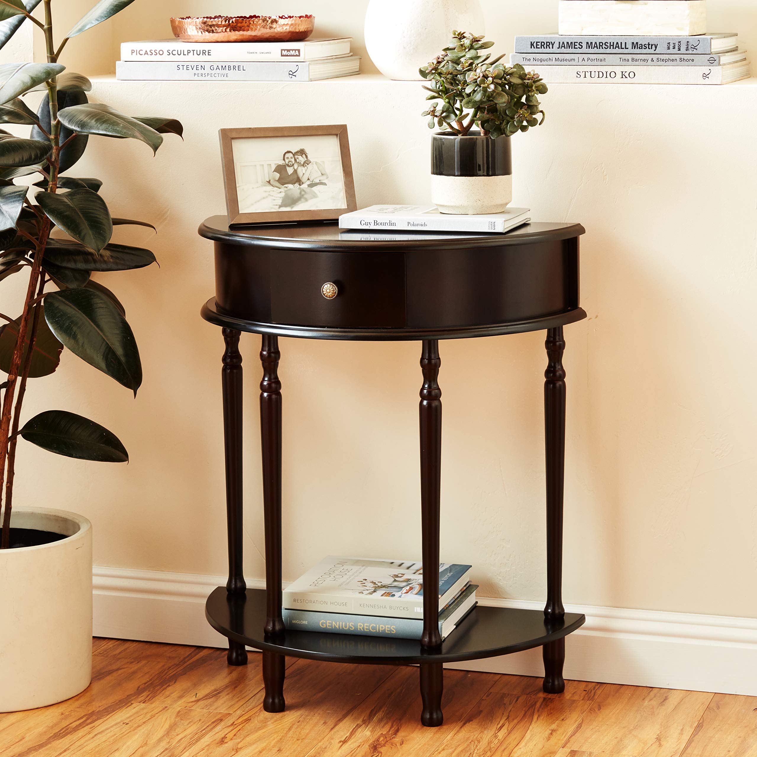 Frenchi Home Furnishing End Table with Storage Shelf - Modern Side Table for Living Room, Bedroom & Office - Nightstand with Sturdy Metal Frame & Wooden Top