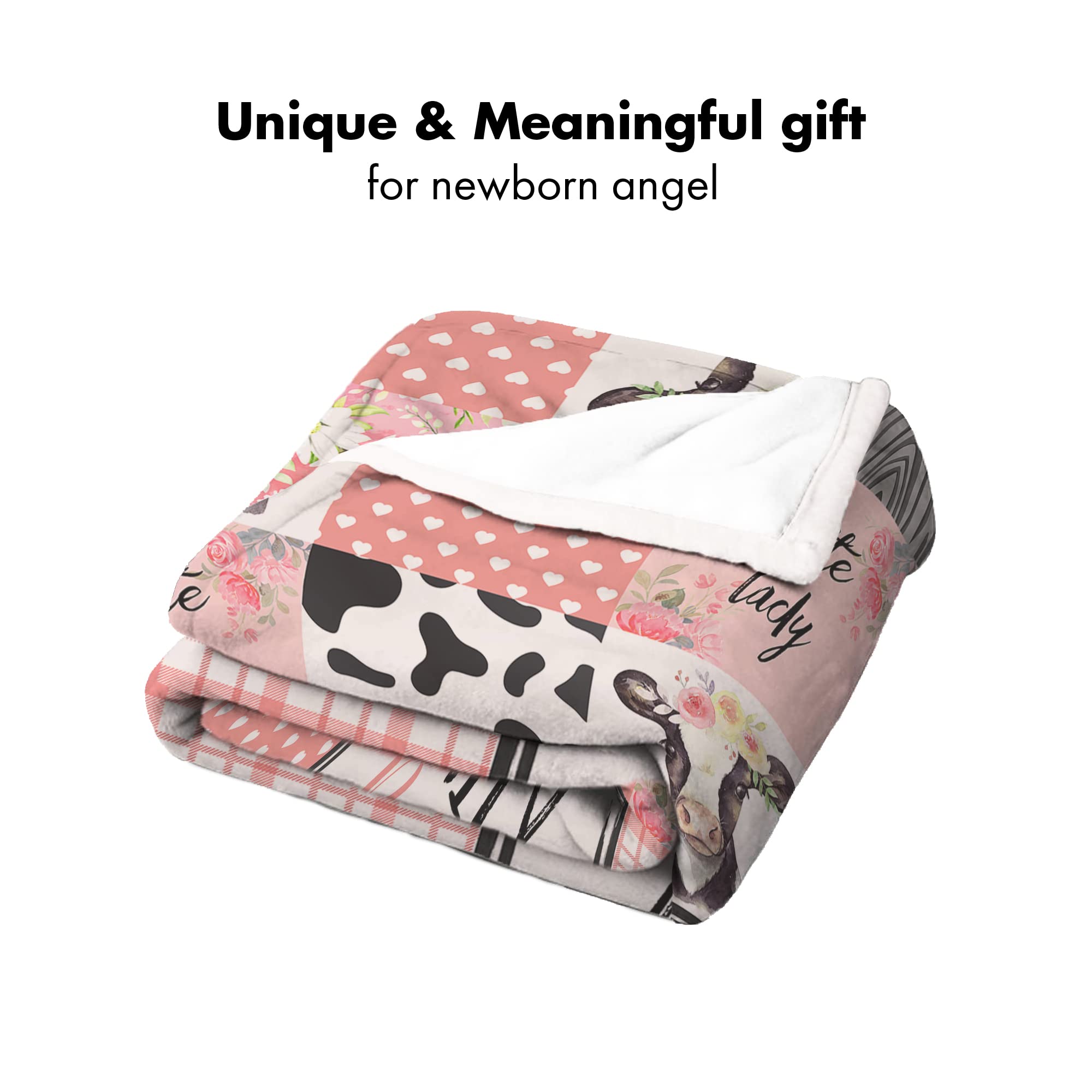 Personalized Cow Print Fleece Blanket - Soft Woodland Nursery Blanket with Animal Head Design, Safari Theme Baby Receiving Blanket for Girls & Boys - Perfect for Nursery Decor, Baby Shower Gifts & Cozy Bedtime Snuggles