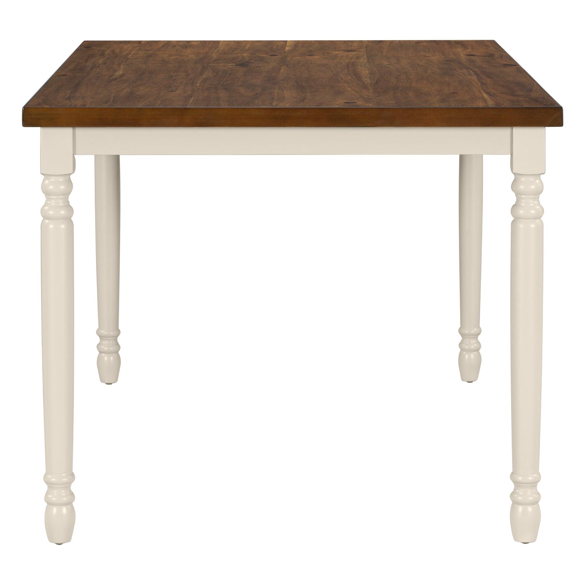 Classic 6-Piece Wooden Dining Set with Table, 4 Chairs & Bench for Kitchen & Dining Room - Brown & Cottage White | Perfect for Family Meals, Entertaining Guests & Small Space Dining