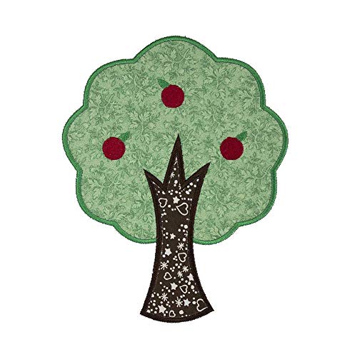 Apple Tree Applique Patch - Sew On or Iron On - DIY Embroidery for Kids Clothes, Jackets, Hats & Bags