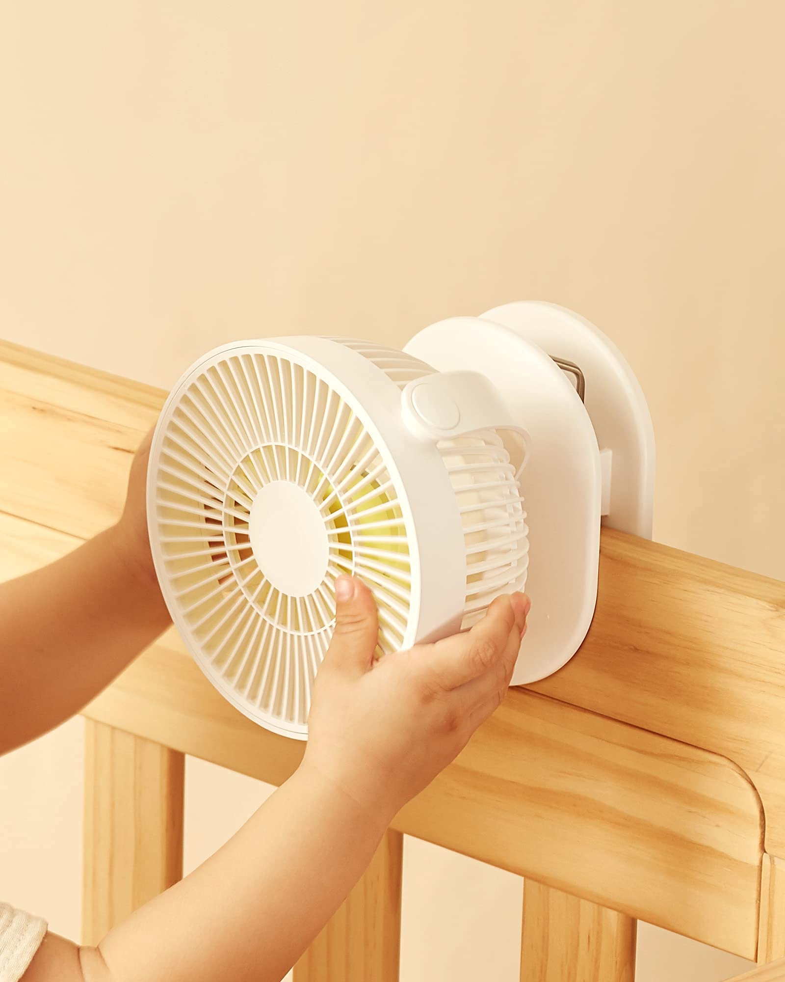 JISULIFE Clip on Baby Stroller Fan - 4000mAh Rechargeable Battery, Portable Personal Mini Fan with Quiet Operation & Narrow Slot Design, 4 Speed Settings, Up to 14 Hours Runtime - Perfect for Strollers, Beds, Desks, Car Seats & Outdoor Activities - Milky White