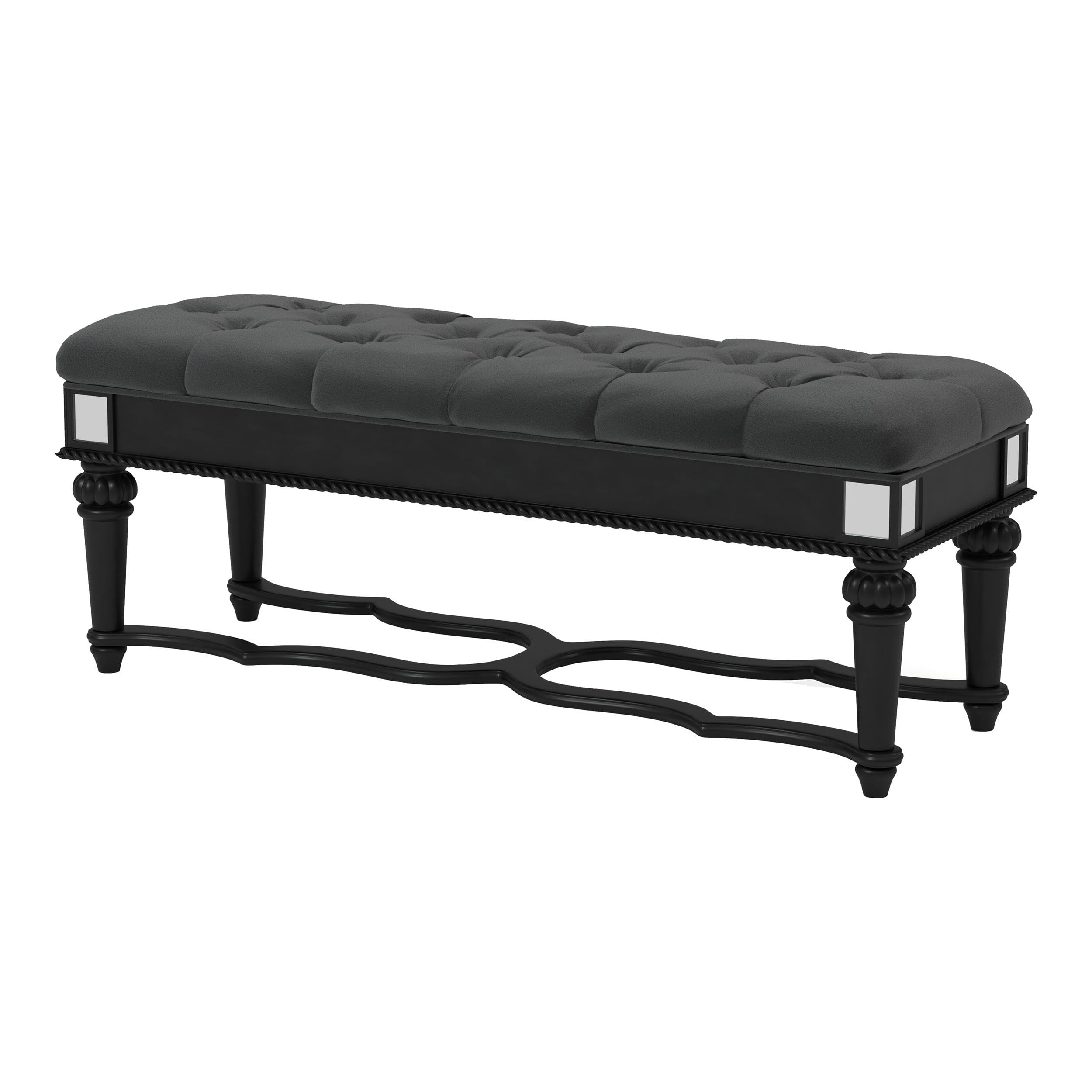 Furniture of America Viktoria Traditional Wood Tufted Bedroom Bench in Black - Elegant Seating for Bedroom, Living Room & Entryway - Perfect for Home Decor & Extra Seating