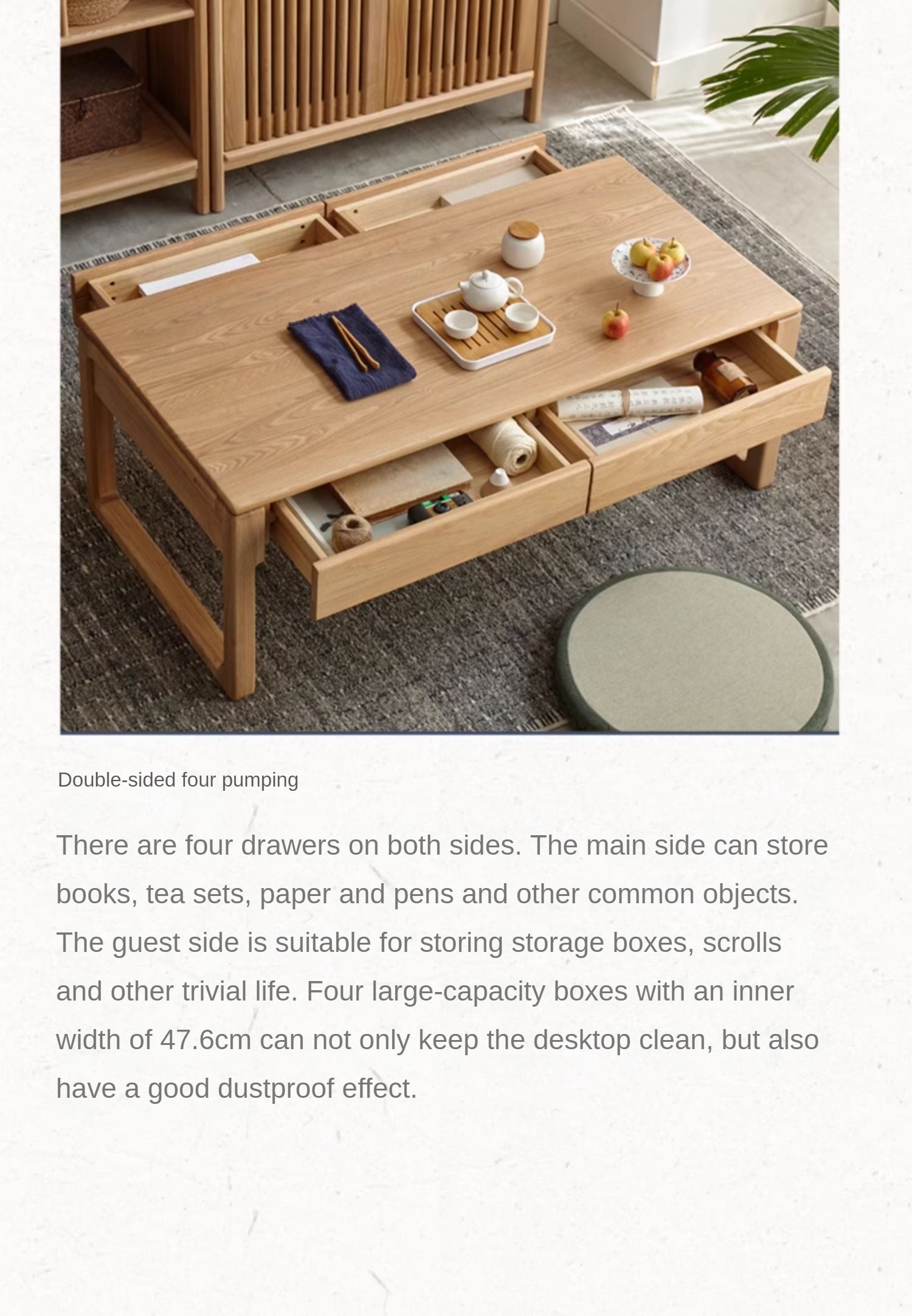 Premium Solid Oak and Ash Wood Tea Table - Handcrafted Rustic Coffee Table for Living Room, Lounge, or Patio - Perfect for Tea Time, Reading, and Relaxation