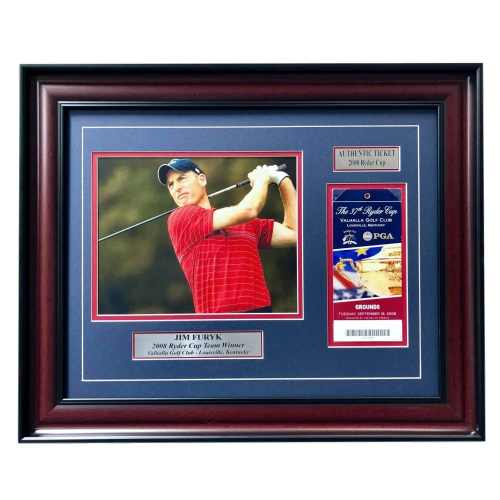 Authentic Jim Furyk 2008 Ryder Cup Framed Ticket Collage with COA - PGA Golf Memorabilia - Perfect for Golf Fans, Man Cave Decor & Sports Collectibles
