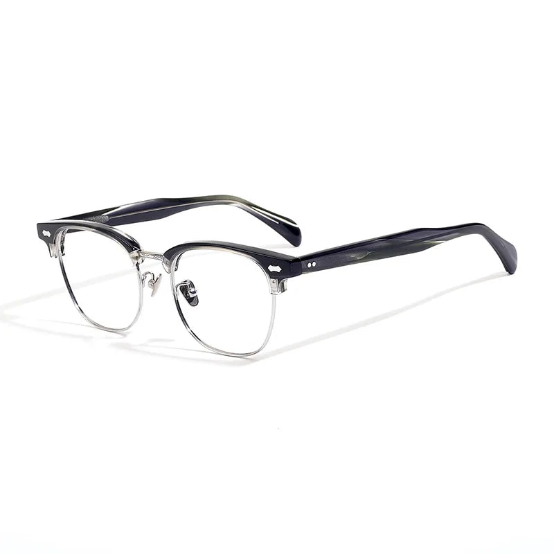Stylish Unisex Black Titanium Acetate Square Eyeglasses Frame 49010 - Perfect for Work, Reading & Fashion Accessories