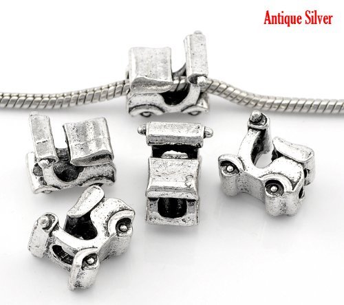 Sparkly Motorcycle Scooter Charm Bead for Snake Chain Bracelet - Perfect for Biker Jewelry, Motorcycle Enthusiast Gifts & Fashion Accessories