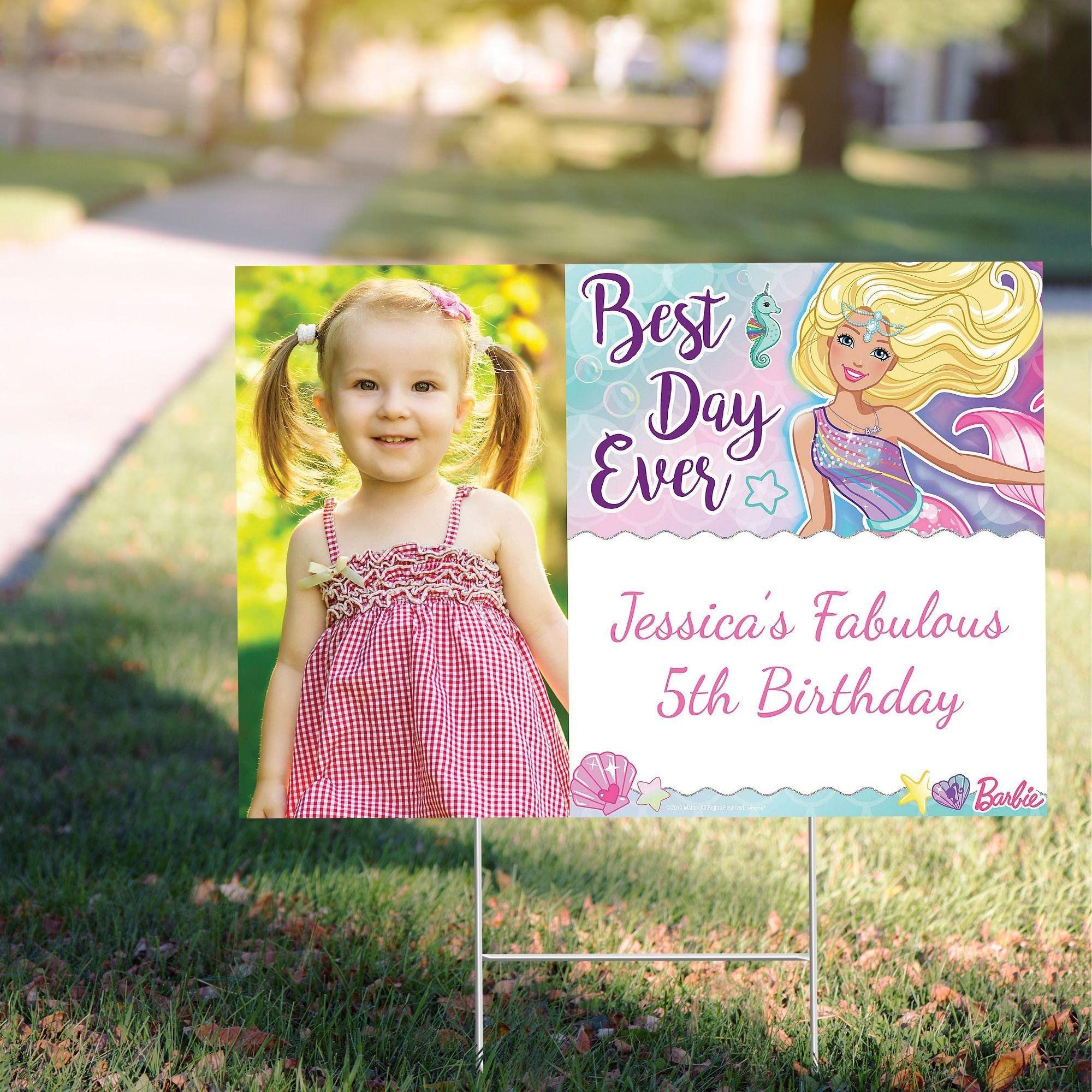 Custom Mermaid Barbie Yard Sign - Personalized Birthday Party Decorations - 22” x 15” - Perfect for Outdoor Celebrations, Baby Showers & Themed Parties
