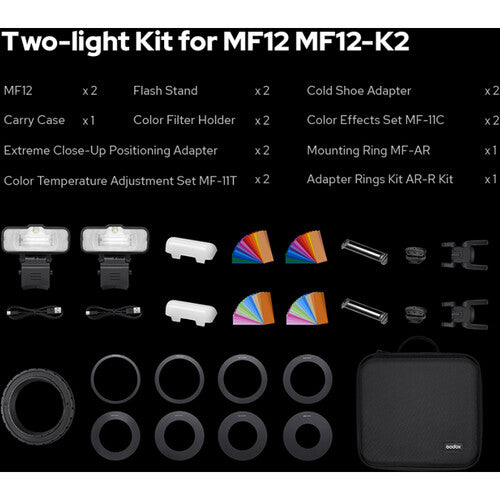 Godox MF12 Macro Flash 2 Light Kit - Professional Macro Photography Lighting for Jewelry, Insects & Small Objects - Perfect for Product Photography & Close-Up Shooting