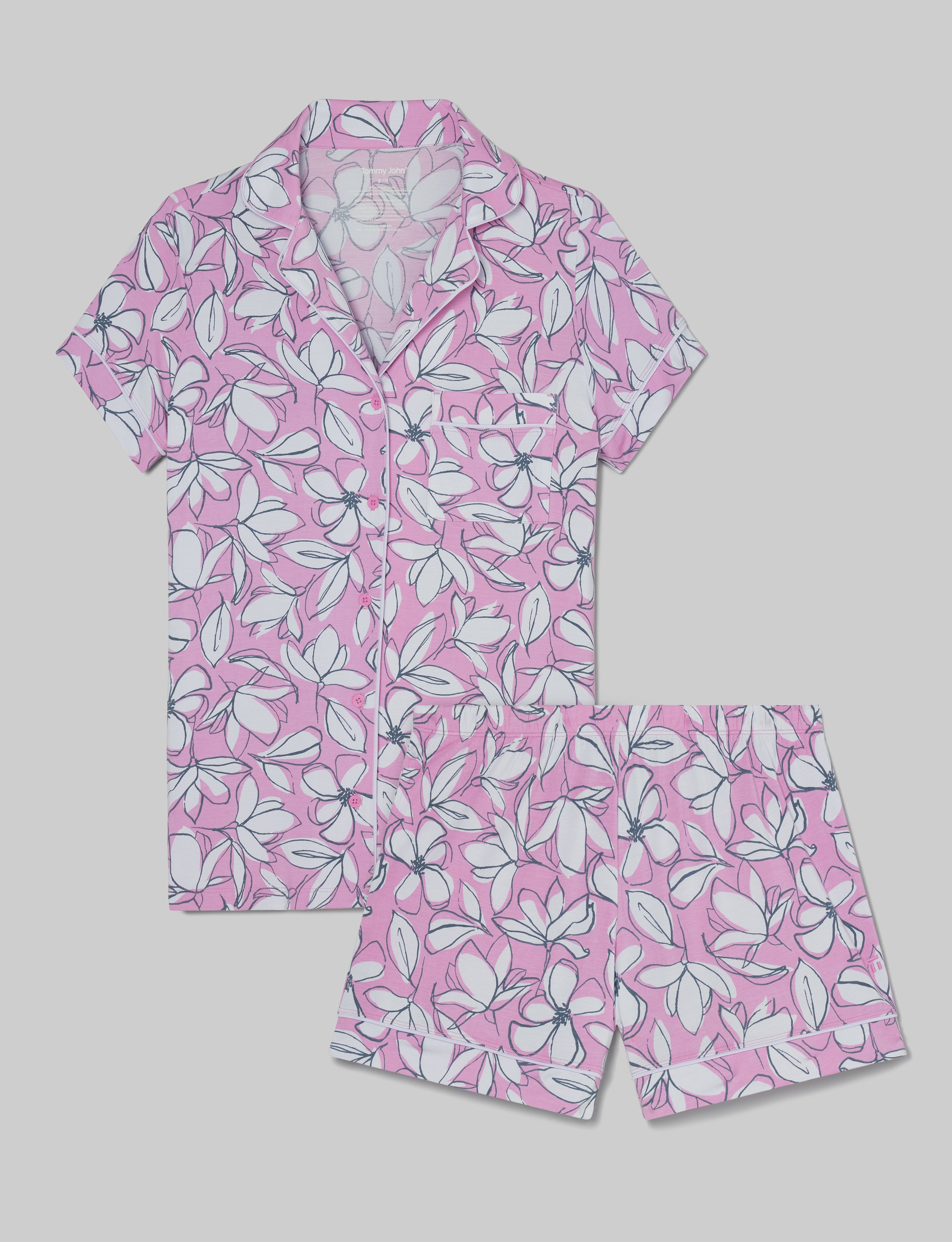 Women's Soft Cotton Pajama Set - Comfortable Sleepwear Top & Shorts for Lounge, Travel & Relaxation at Home