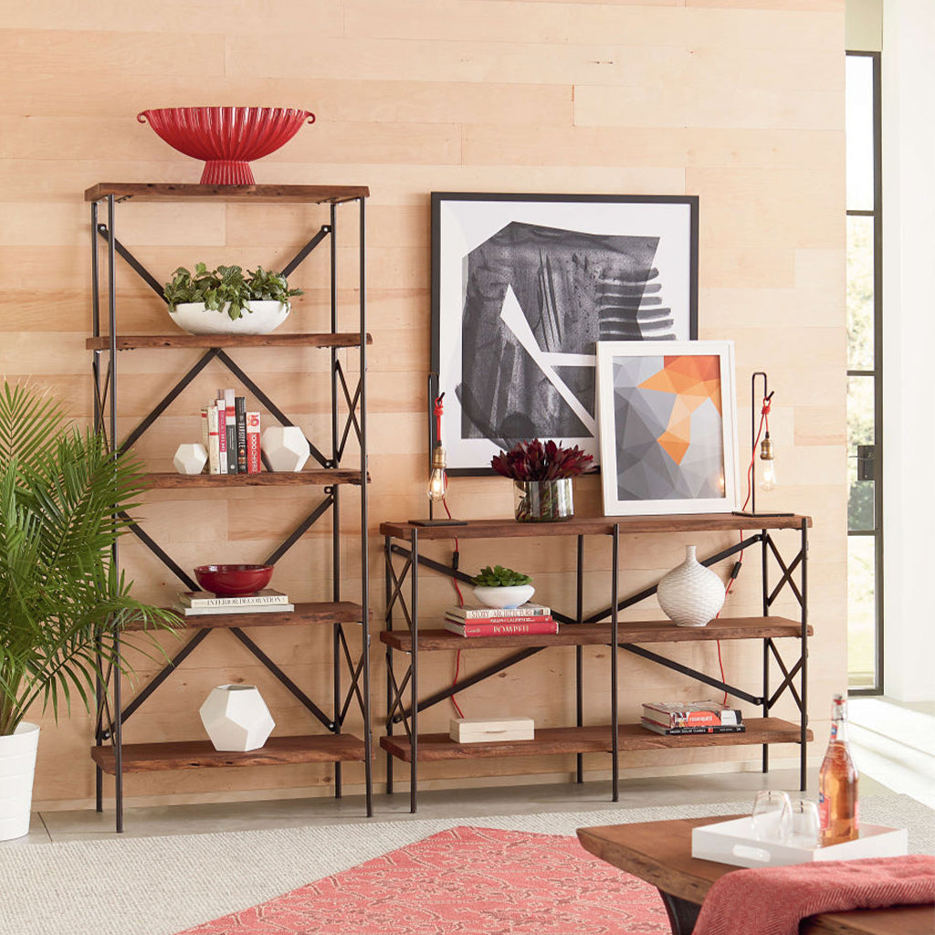 Organic Forge Tall Bookshelf - Solid Raw Walnut Wood - Perfect for Home Office, Living Room & Library Storage