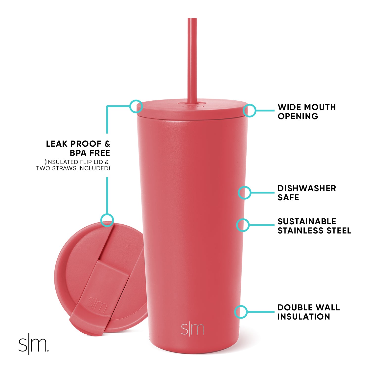 20oz Classic Stainless Steel Tumbler with Lid & Straw - Vacuum Insulated Hot & Cold Cup for Coffee, Tea, Water - Perfect for Office, Travel, Gym & Outdoor Activities