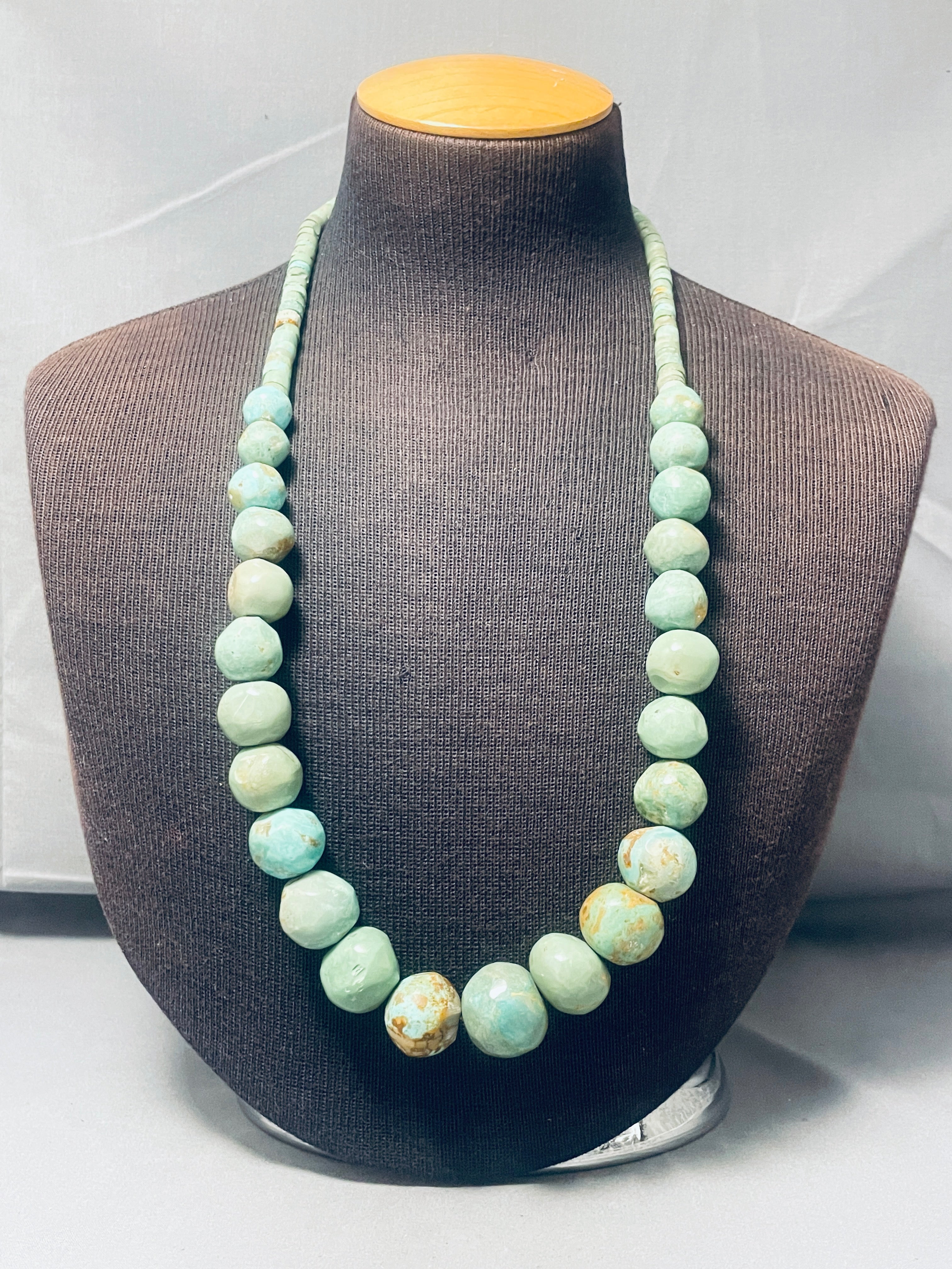 191 Grams Rare Bulbous Green Turquoise Sterling Silver Pendant Necklace for Women - Handmade Jewelry Gift for Birthday, Wedding & Special Occasions