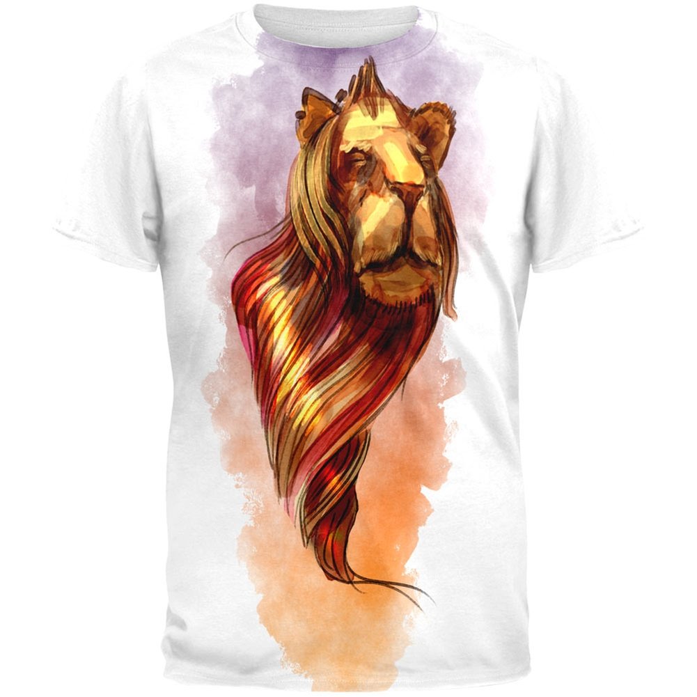 Watercolor Twisting Lion Print Adult T-Shirt - Stylish Graphic Tee for Men & Women - Perfect for Casual Wear, Street Fashion, and Artistic Outfits