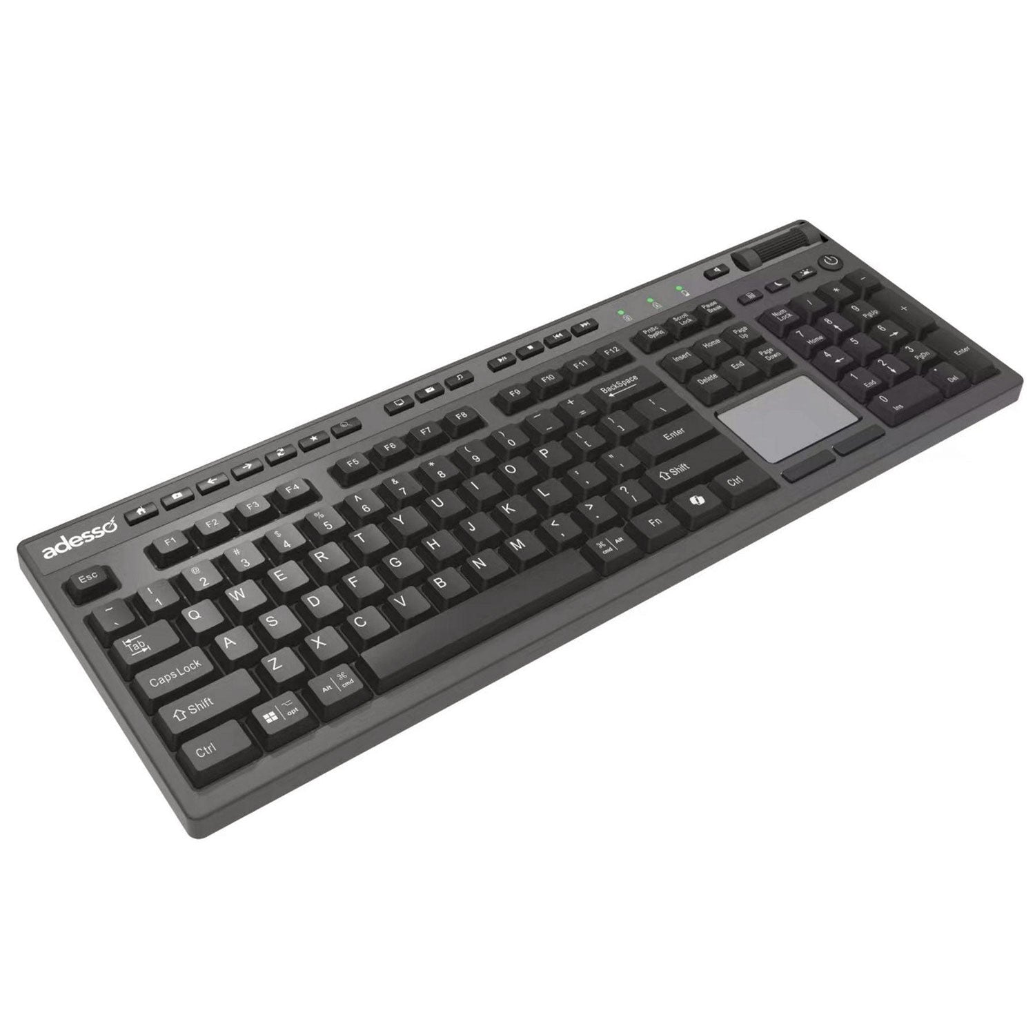 Adesso WKB-4450UB Slim USB Wired Keyboard - Black Ergonomic Design for Office, Gaming & Home Use - Compatible with PC, Mac & Laptop