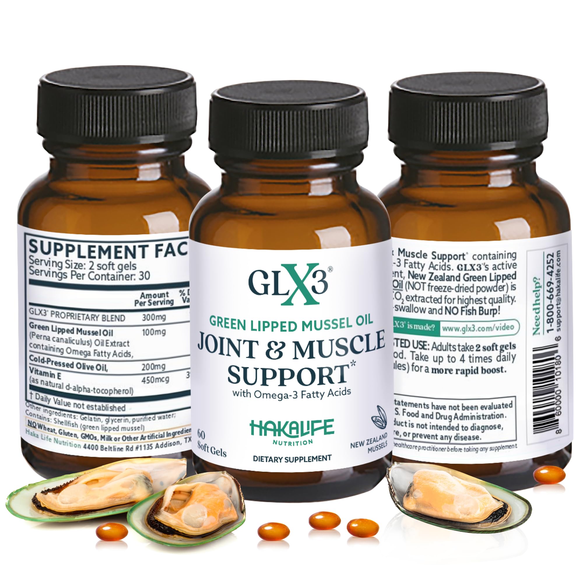 Premium GLX3 Extra Strength Green Lipped Mussel Oil Capsules - 180 Tablets for Joint Pain Relief & Mobility Support - Natural Omega 3, Chondroitin Sulfate Supplement - Ideal for Athletes, Seniors & Active Lifestyles