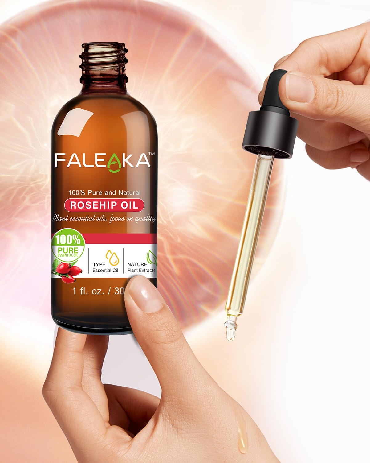 Organic Rosehip Oil for Face & Skin - 100% Pure Cold Pressed Rosehip Seed Oil - Natural Anti-Aging, Moisturizing & Scar Treatment - Perfect for Dry Skin, Wrinkles & Stretch Marks