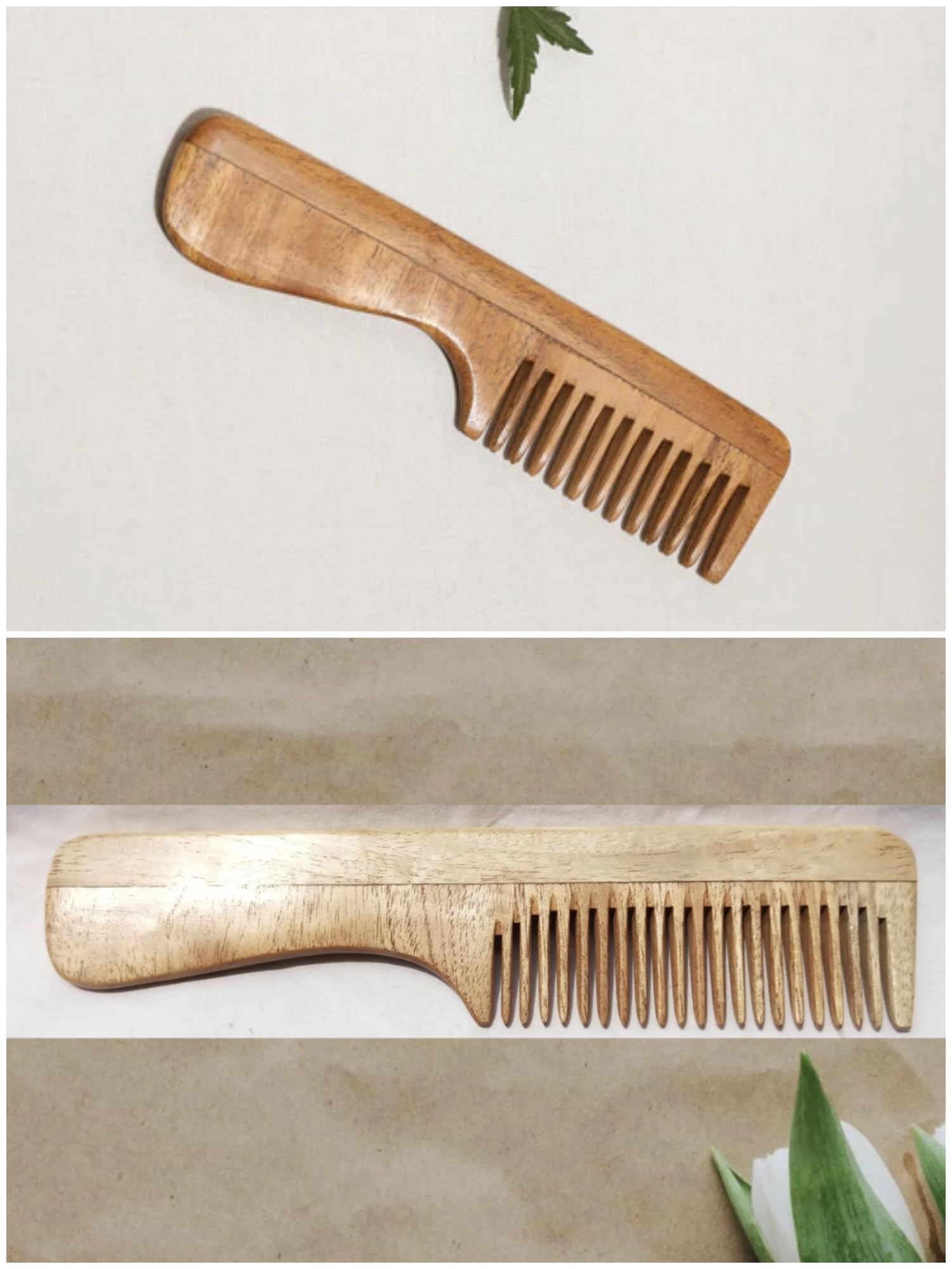 Premium Wide Tooth Wooden Comb for Men - 2 Pack - Natural Wood Hairbrush for Thick & Curly Hair - Gentle Detangling & Scalp Massage - Perfect for Travel & Daily Grooming