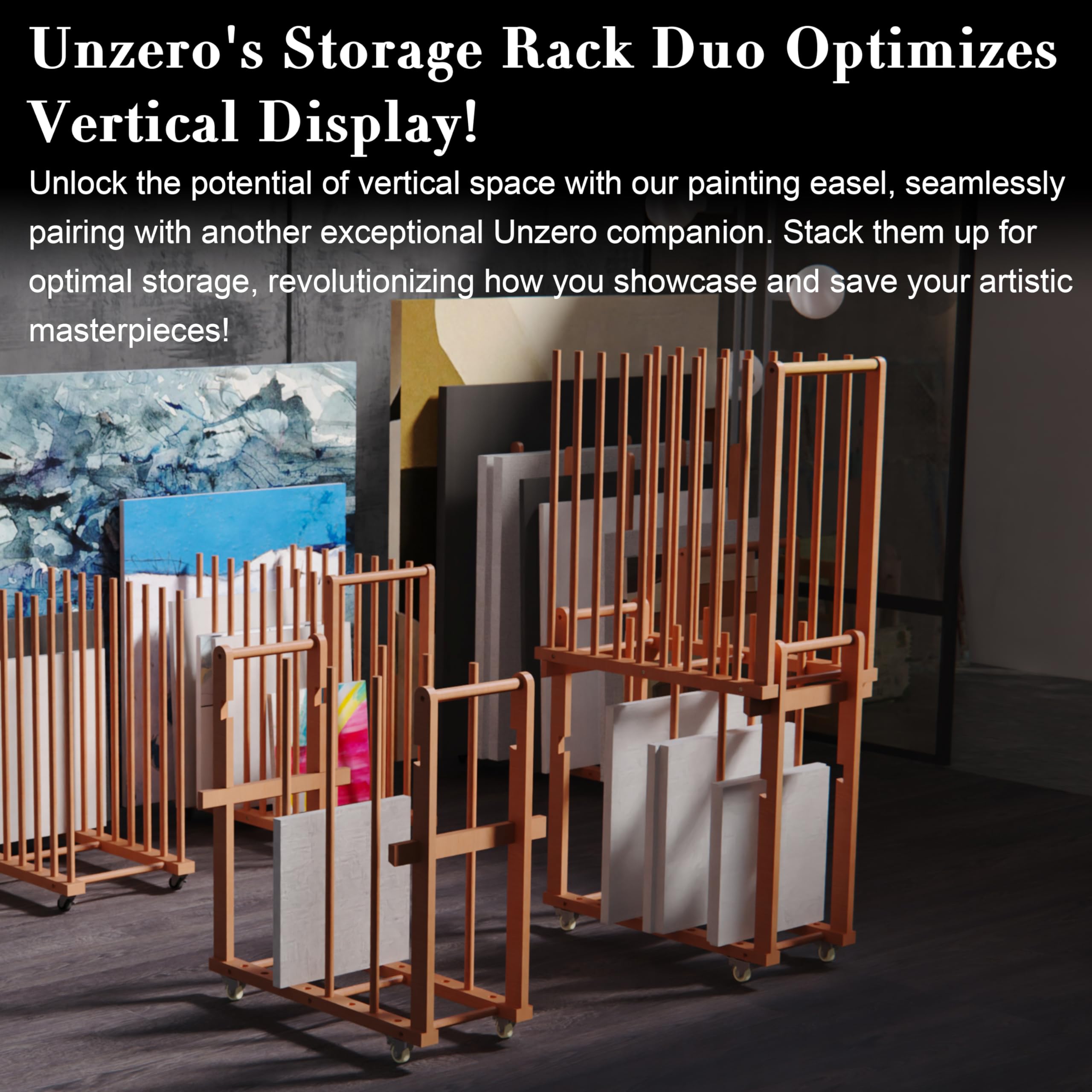 Art Storage Rack with Handle & Wheels - Canvas Board Organizer for Drawing Panels, Paper Pads & Art Supplies | Perfect for Art Studios, Galleries & Home Artworks Storage