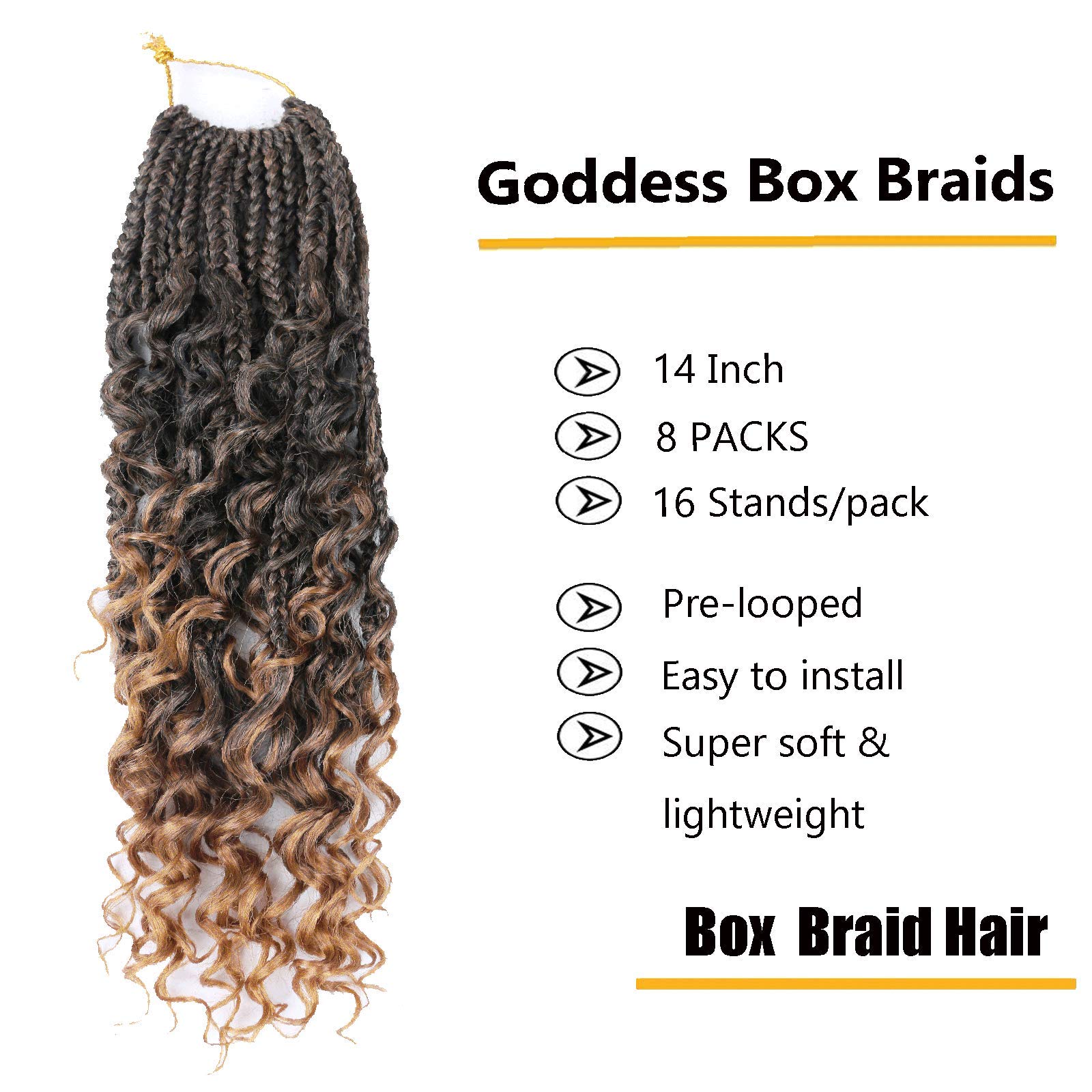 LMZIM 8 Packs Crochet Box Braids - Bohemian Synthetic Hair with Curly Ends (3X, T27) for Black Women | Perfect for Protective Styles, Goddess Braids & Everyday Wear
