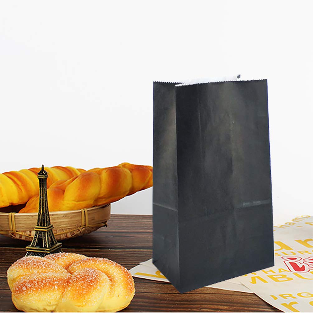 KEYYOOMY 100-Pack Small Black Paper Bags 4.7x2.4x8.7 Inches - Party Favor Bags, Goodie Bags, Lunch Bags for Birthday, Wedding, Baby Shower & Holiday Gift Wrapping