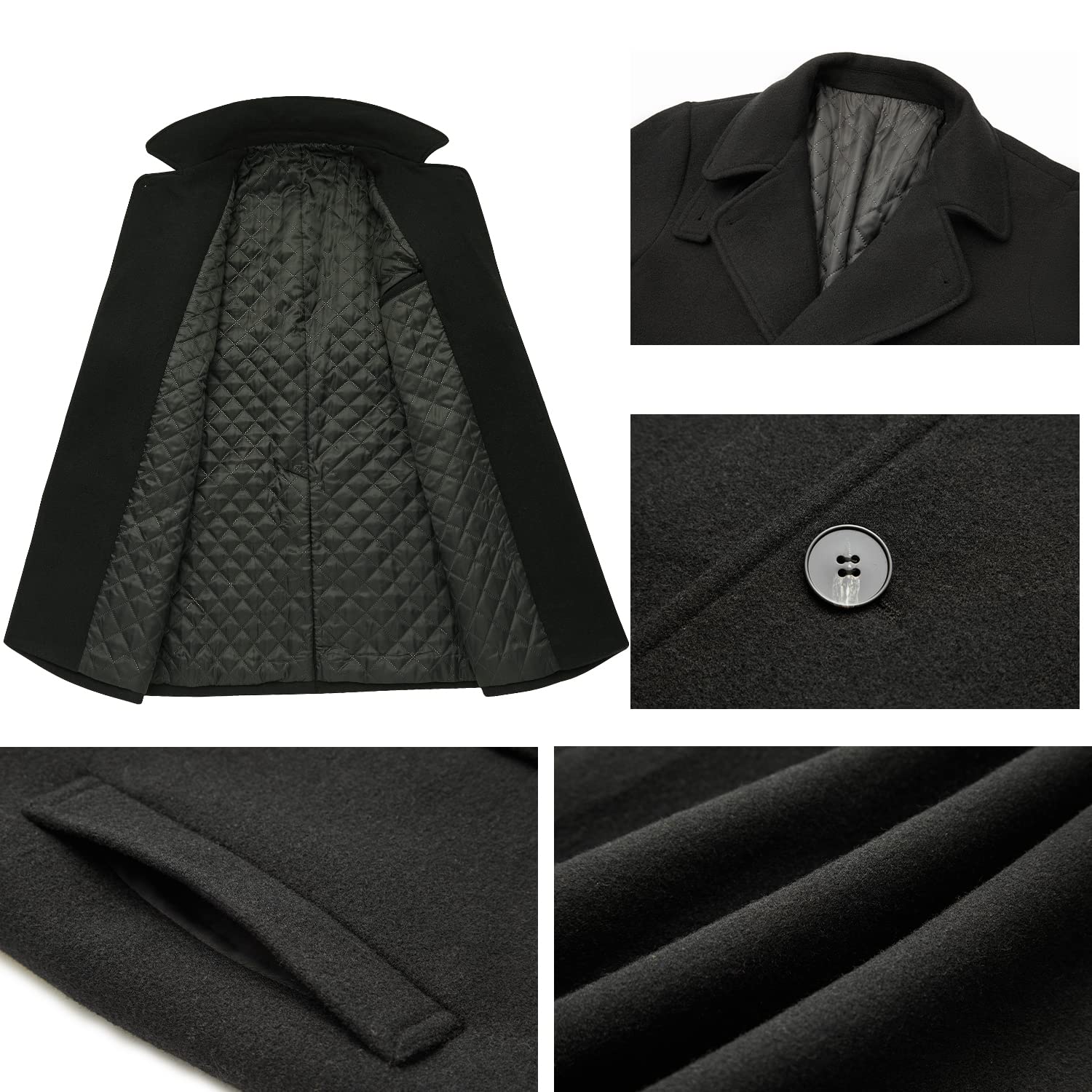 WULFUL Men's Slim Fit Wool Trench Coat - Warm Winter Overcoat for Business, Office & Formal Occasions
