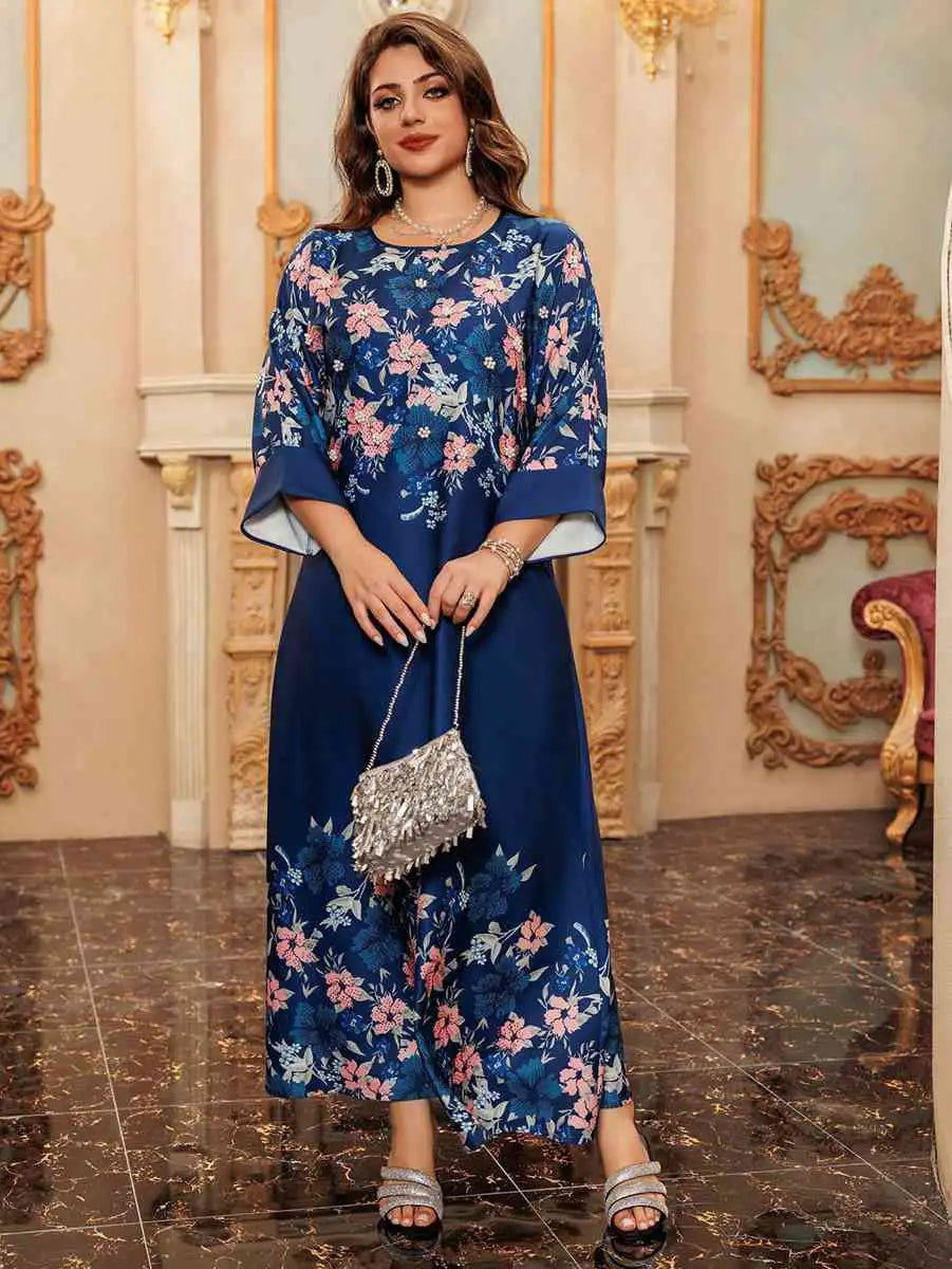 Hotfix Rhinestone Eid Caftan Dress for Women - Elegant Embellished Kaftan for Special Occasions, Parties & Festivals