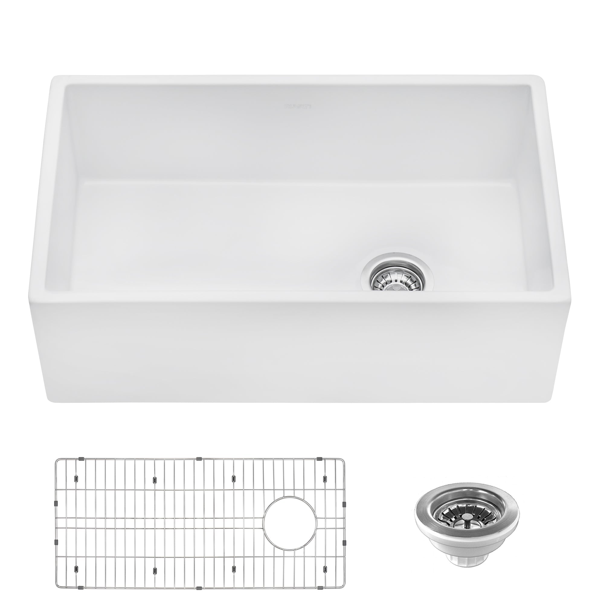 Fireclay Farmhouse Sink 30x18 Inch Offset Drain Right Side White - Perfect for Kitchen Remodeling & Modern Farmhouse Decor