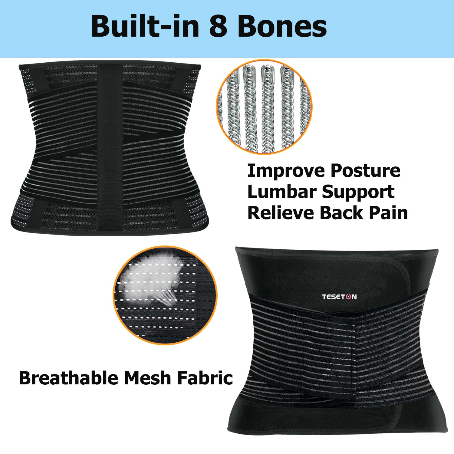 Men's & Women's Back Support Belt - Adjustable Lumbar Brace for Lower Back Pain Relief, Scoliosis, Sciatica & Herniated Disc - Black XL - Ideal for Workouts, Sports & Office Work
