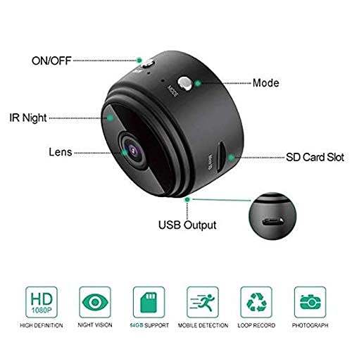 Mini WiFi Spy Camera 1080P HD with Night Vision & Motion Detection - Wireless Magnetic Security Camera with Live Audio/Video Feed & Phone App - Perfect for Home, Office, Baby Monitor & Indoor Surveillance