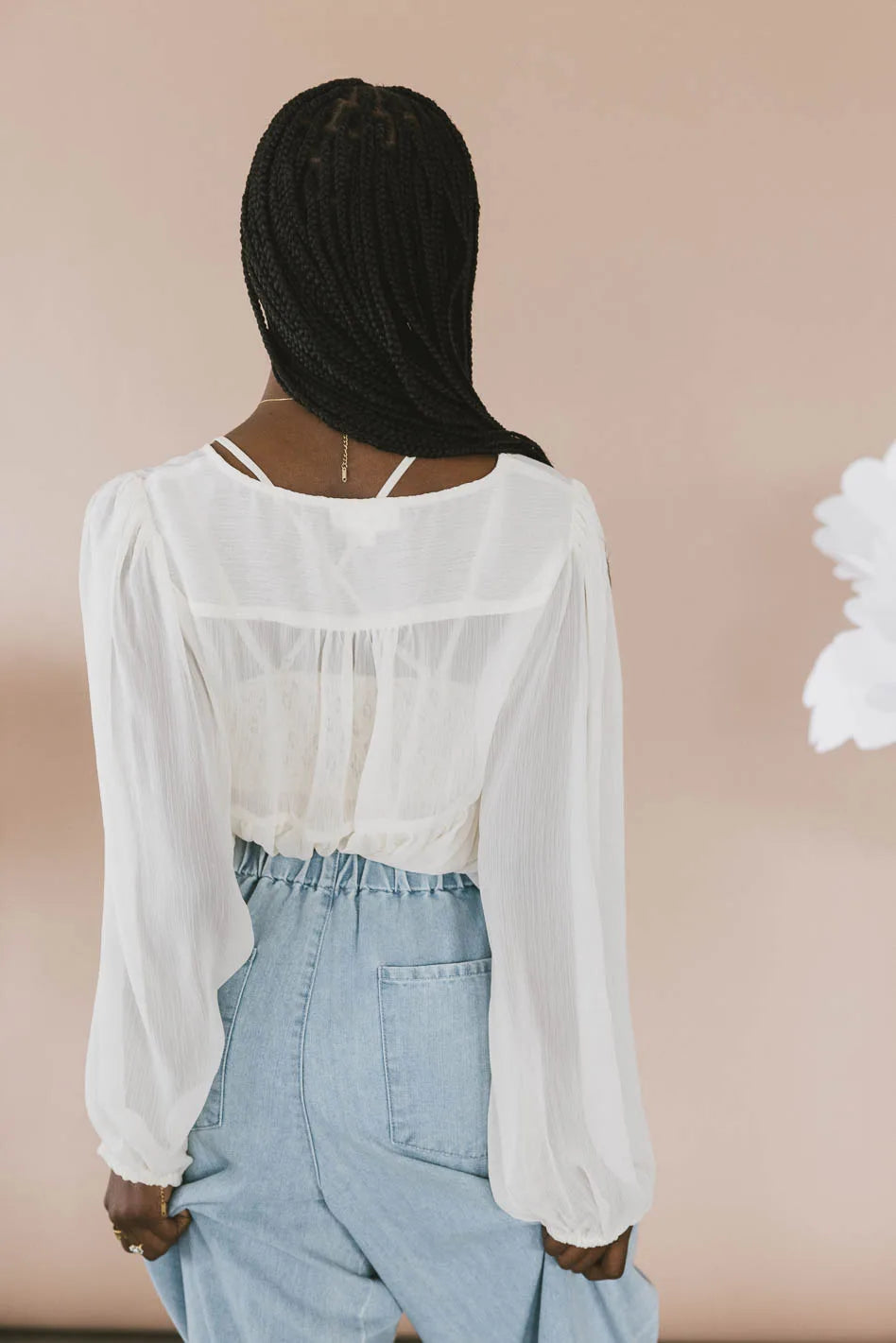 Frankie Sheer Peplum Blouse for Women - Elegant Flowy Tunic Top with Ruffled Hem - Perfect for Office, Date Night & Special Occasions
